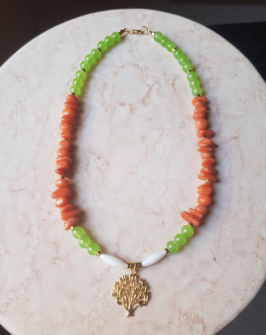 Lime Green & Orange Summer Necklace