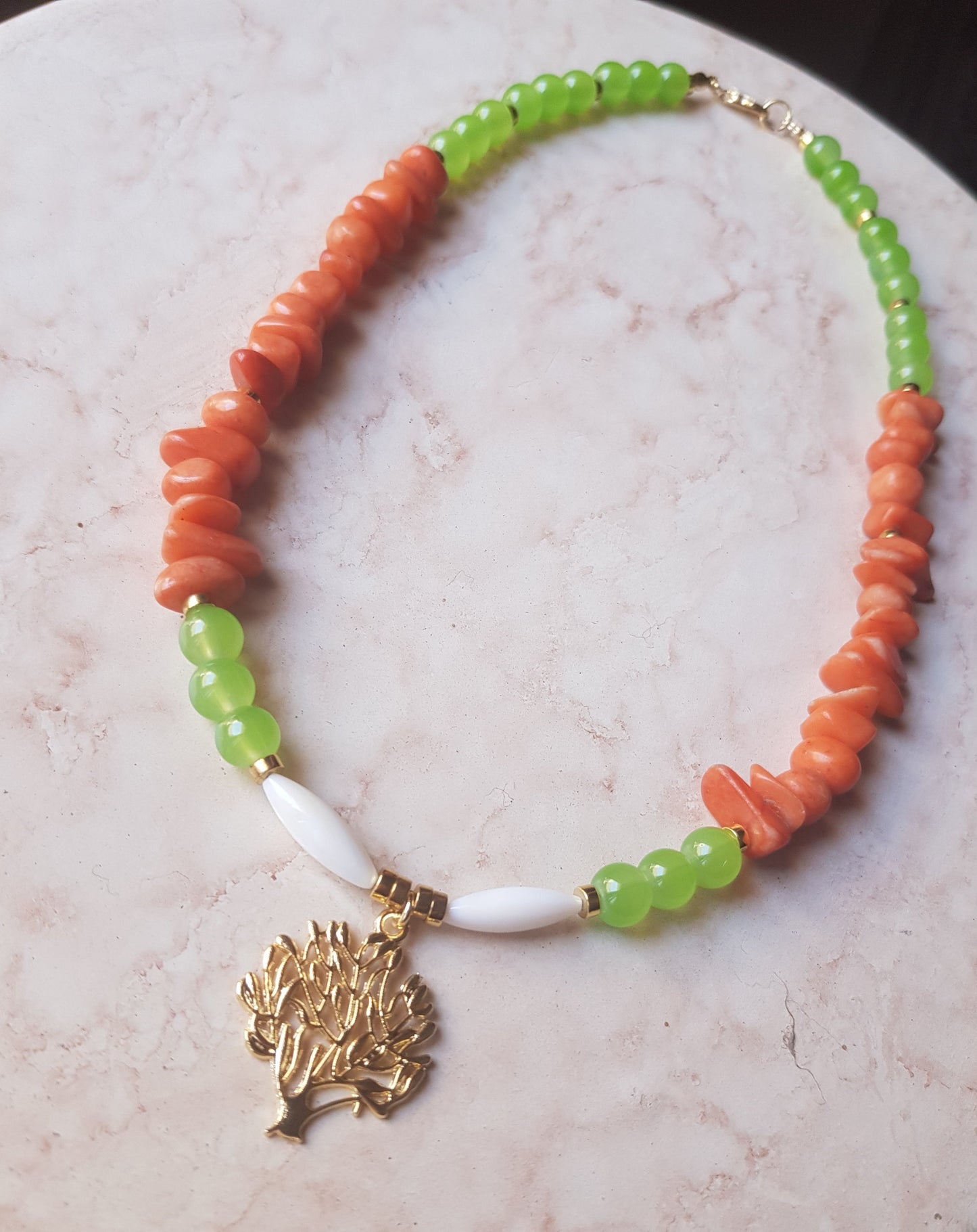 Lime Green & Orange Summer Necklace