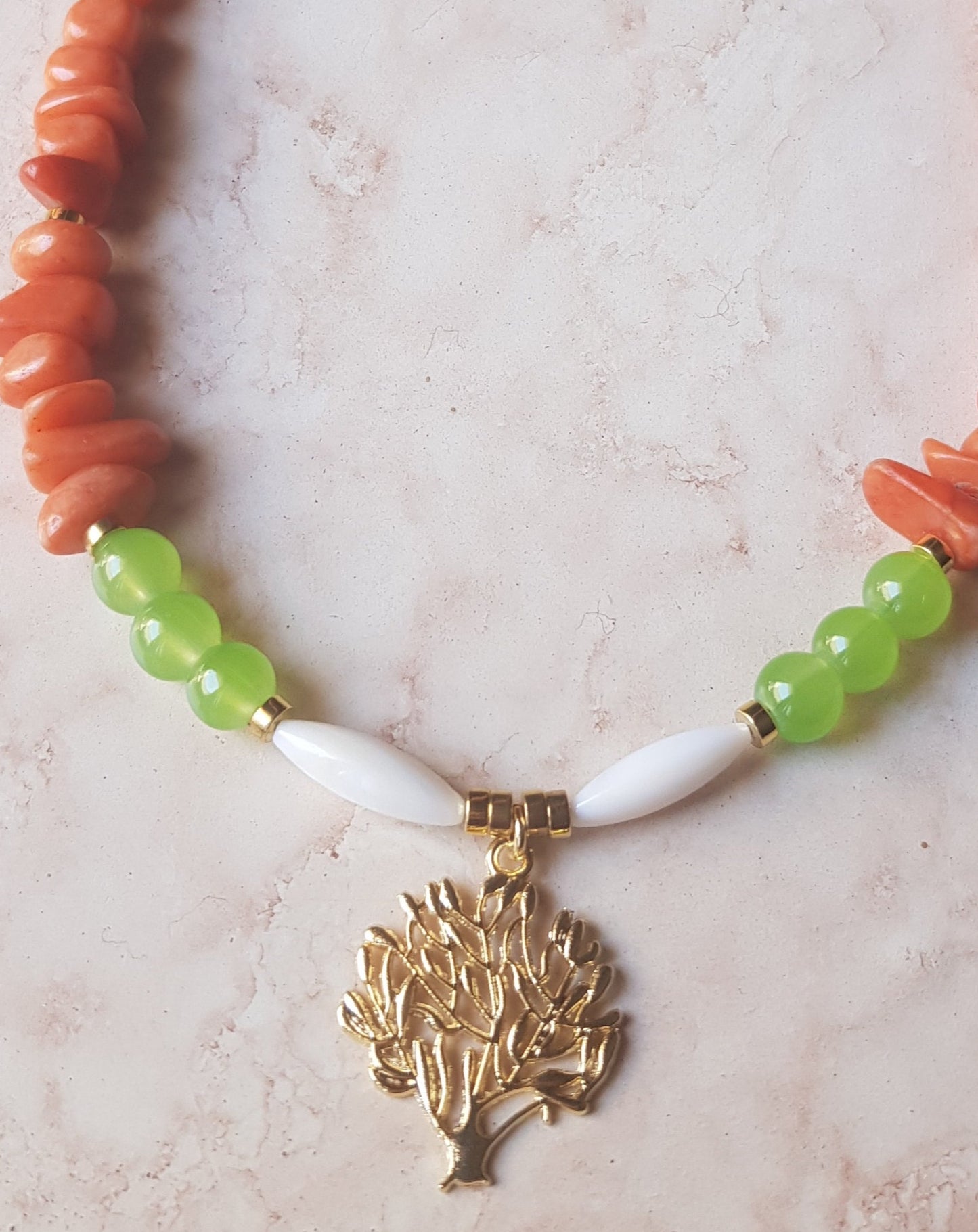 Lime Green & Orange Summer Necklace