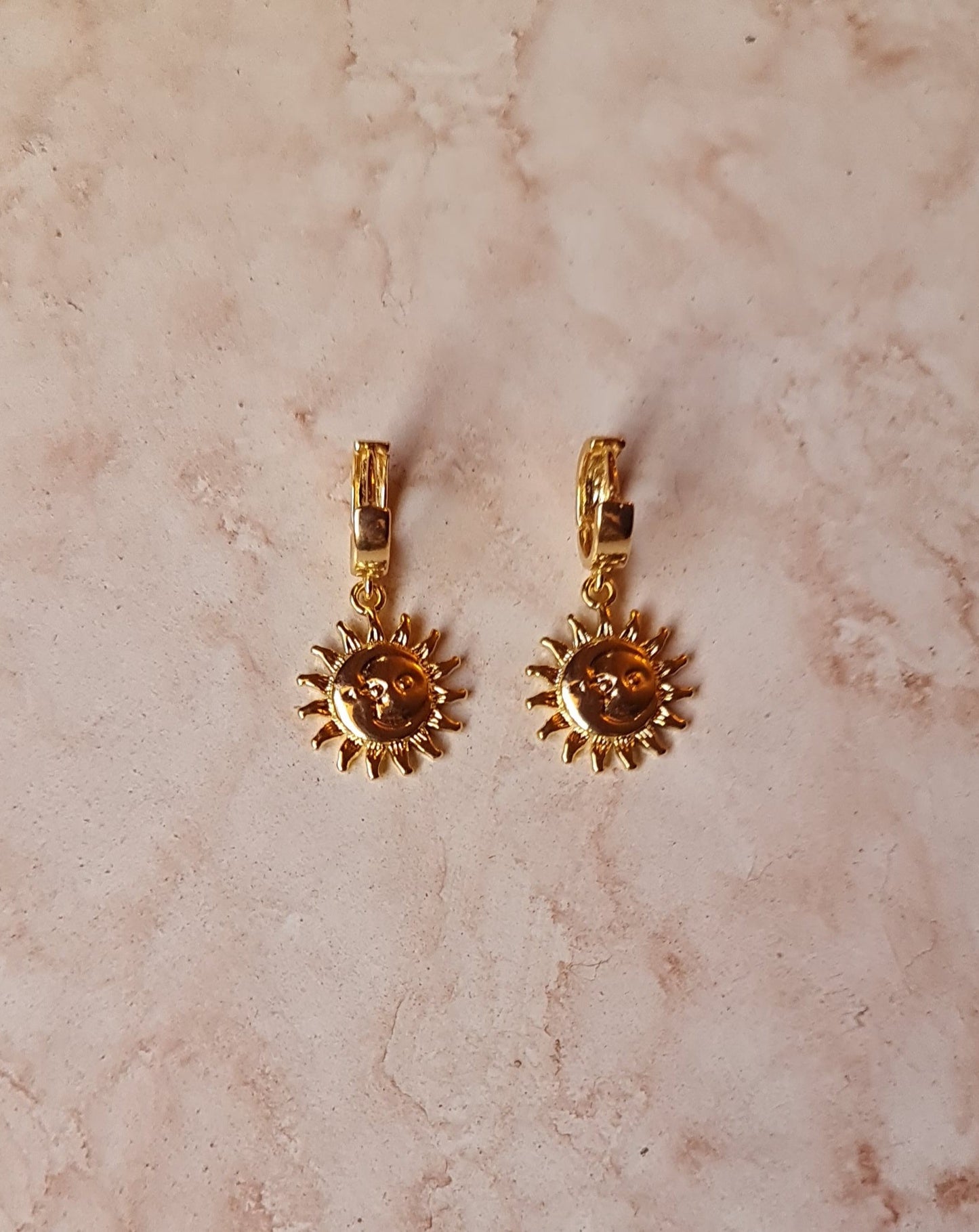 Gold Plated Sun & Moon Earrings