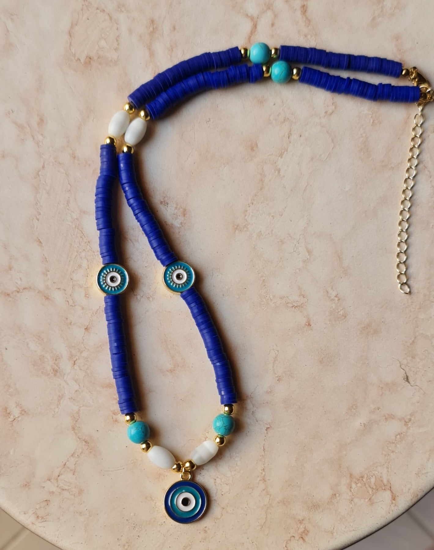 Blue Clay Beads Trendy Necklace