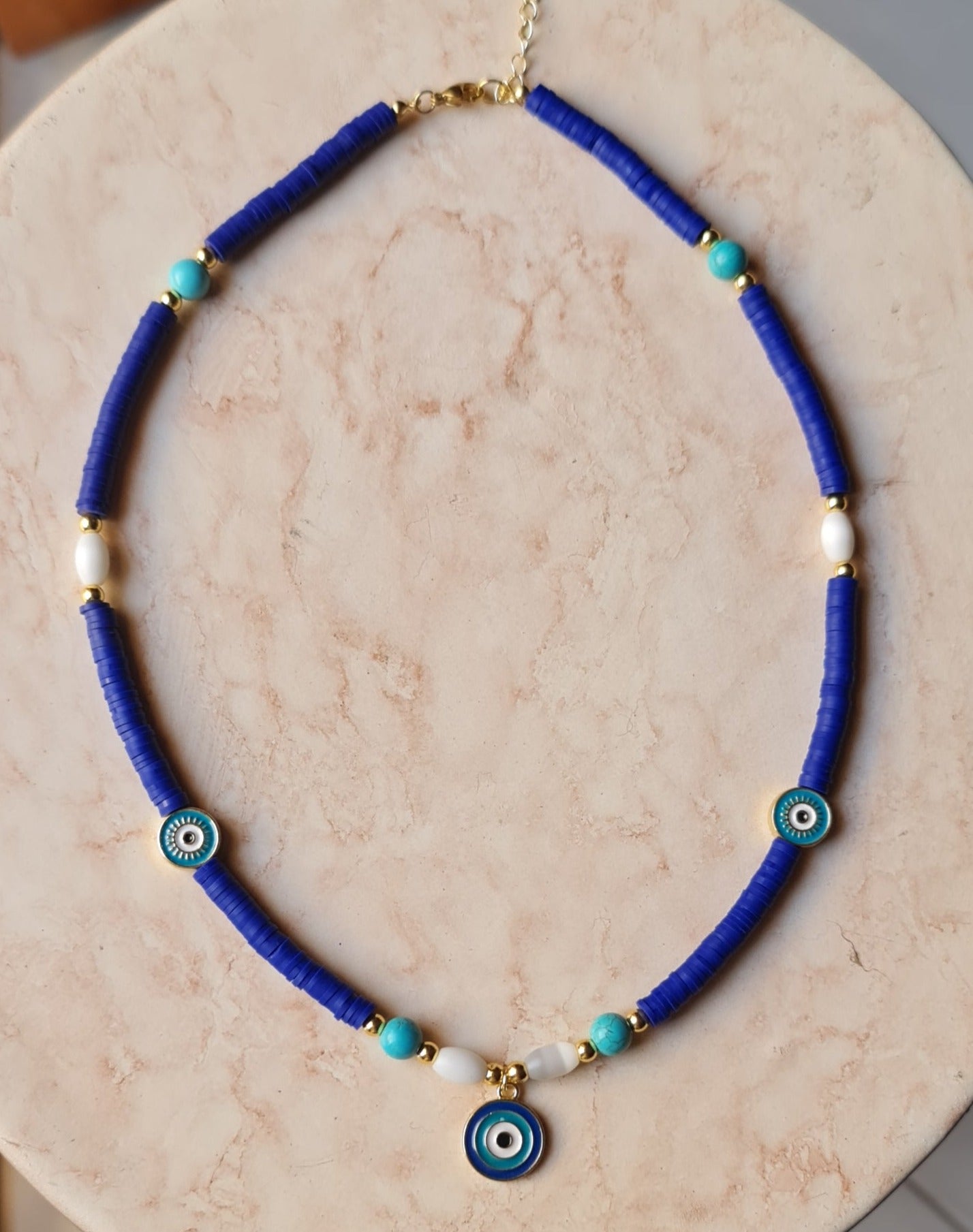 Blue Clay Beads Trendy Necklace