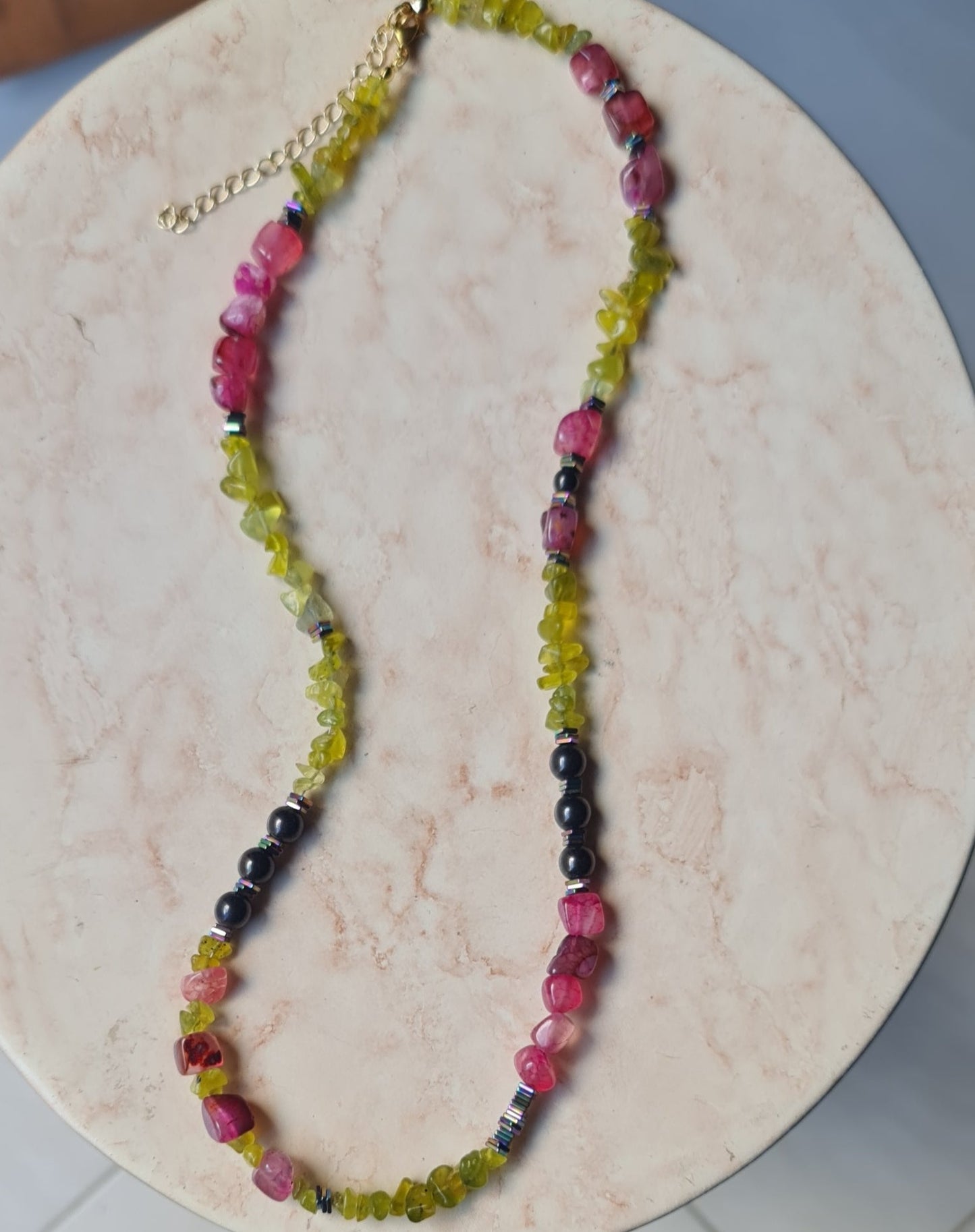 Agate & Hematite Stones Colorful Necklace