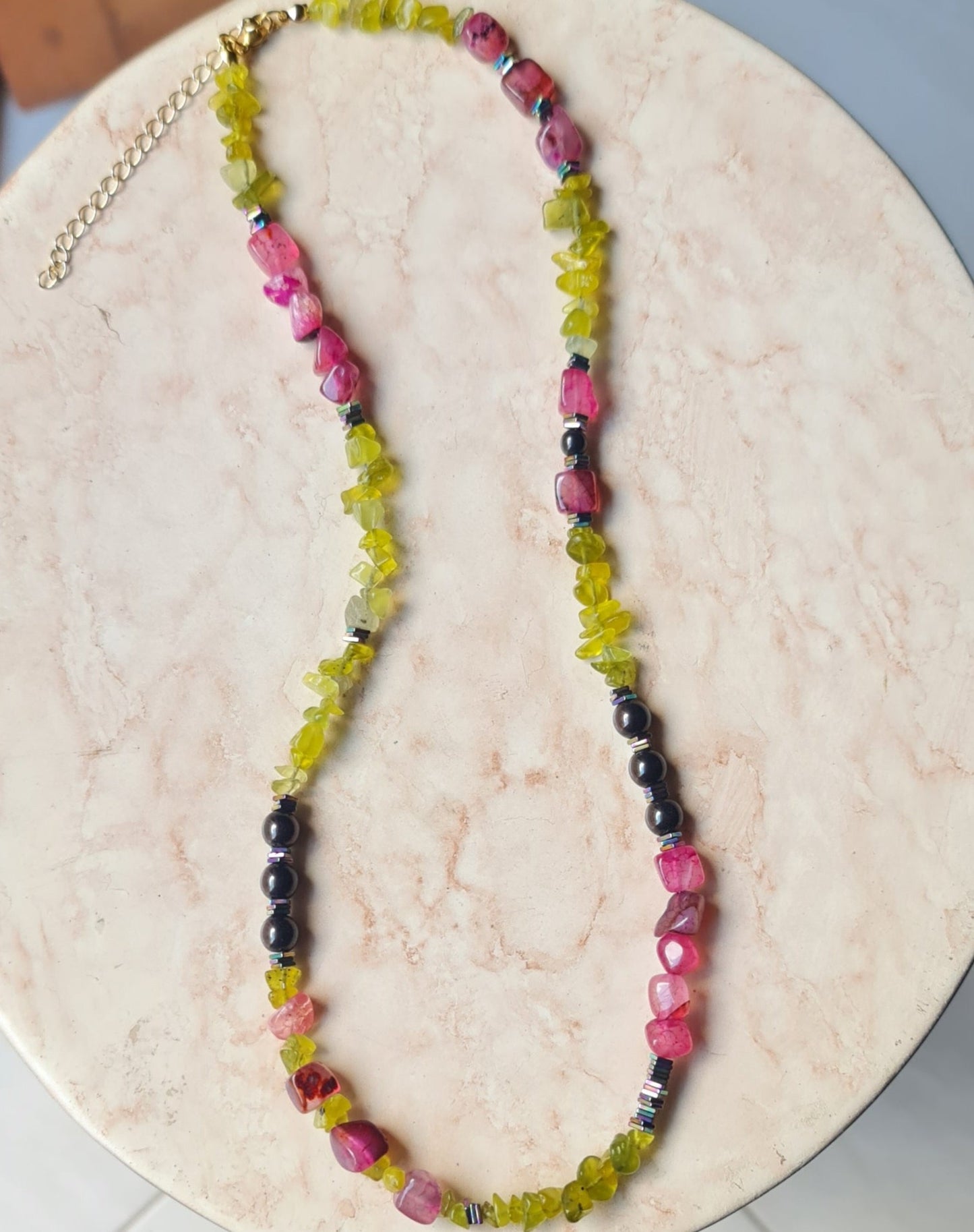 Agate & Hematite Stones Colorful Necklace