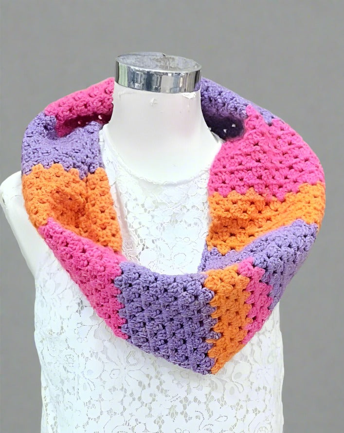 Granny Infinity Crochet Scarf