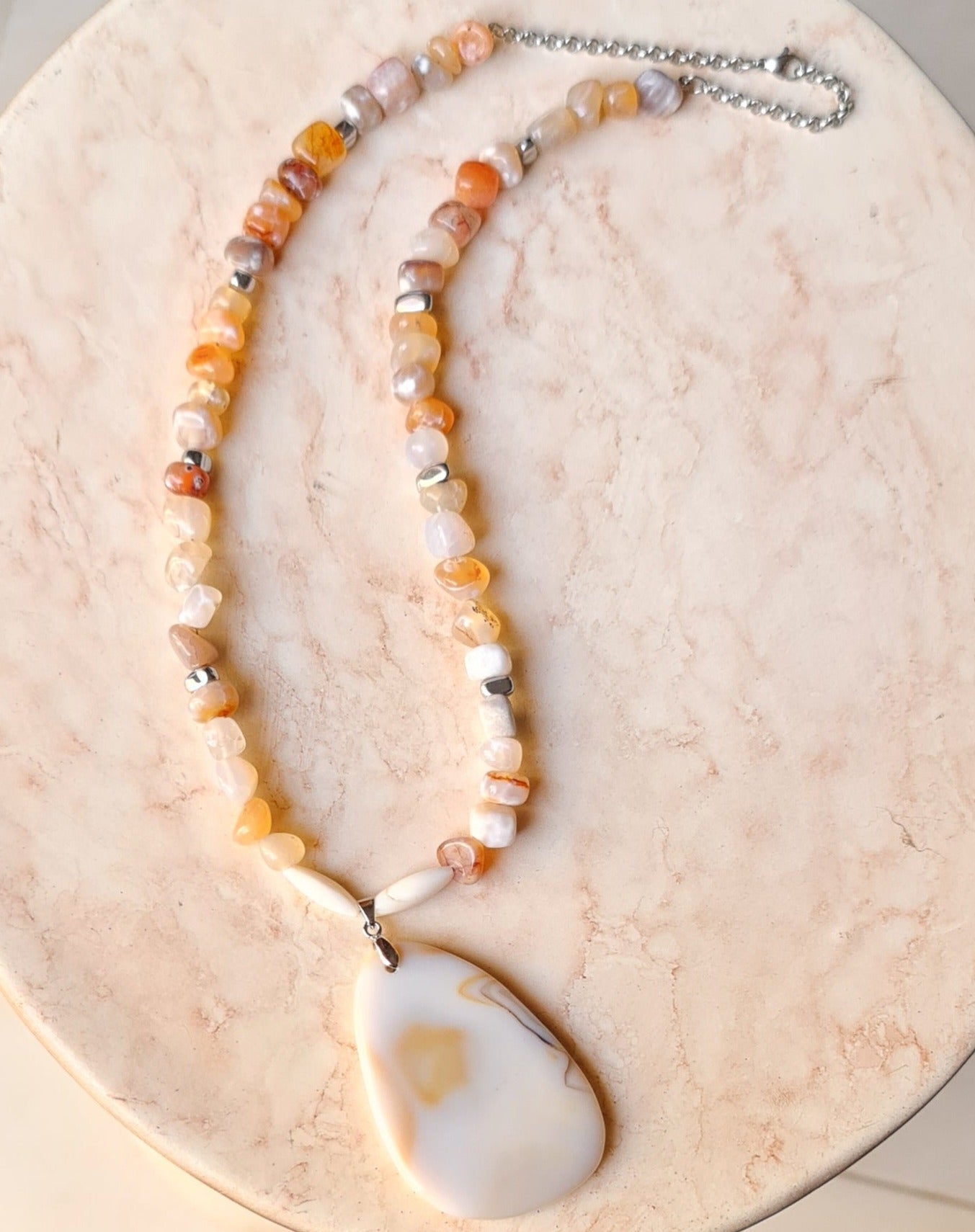 Agate & Natural Stone Pendant Necklace