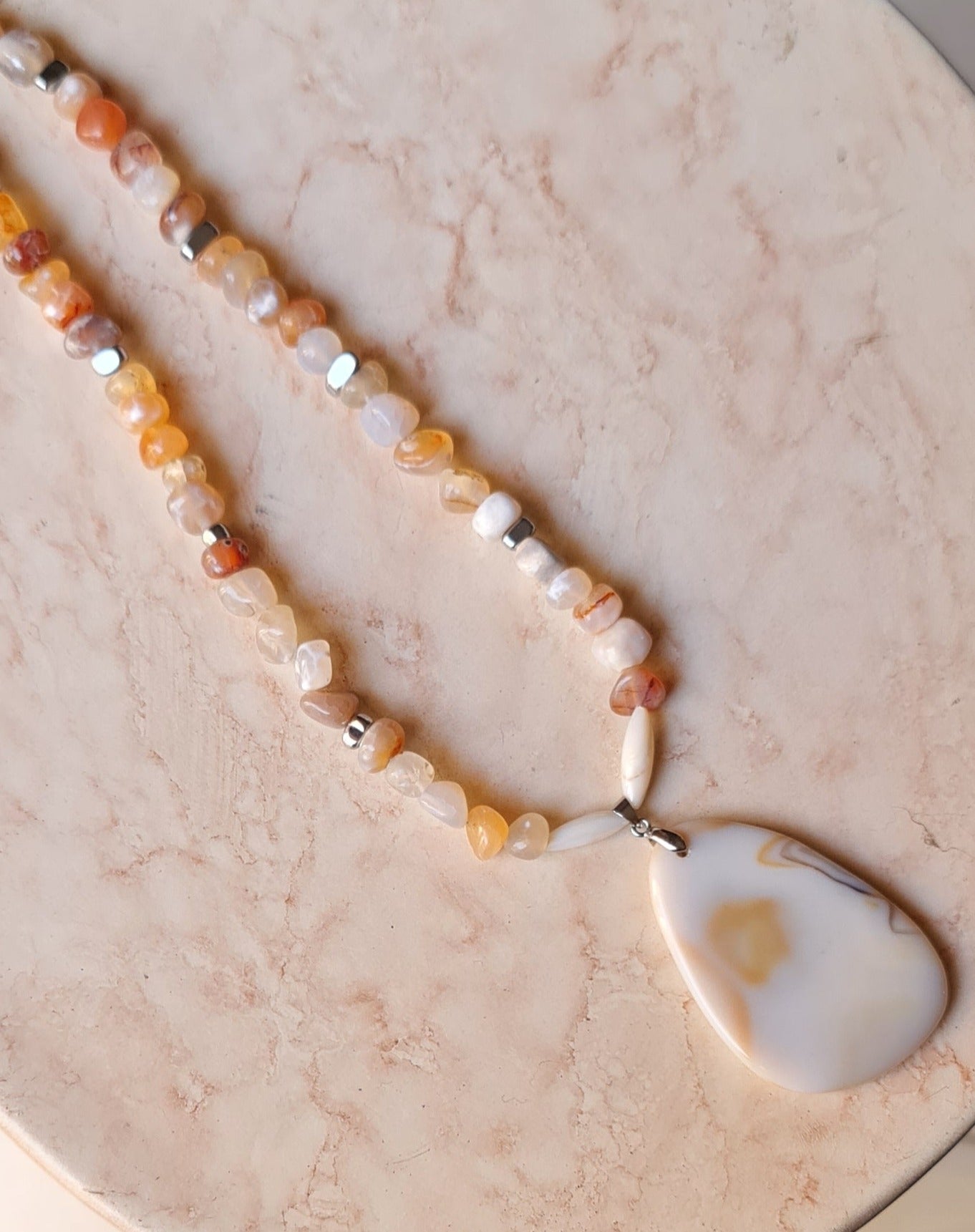 Agate & Natural Stone Pendant Necklace