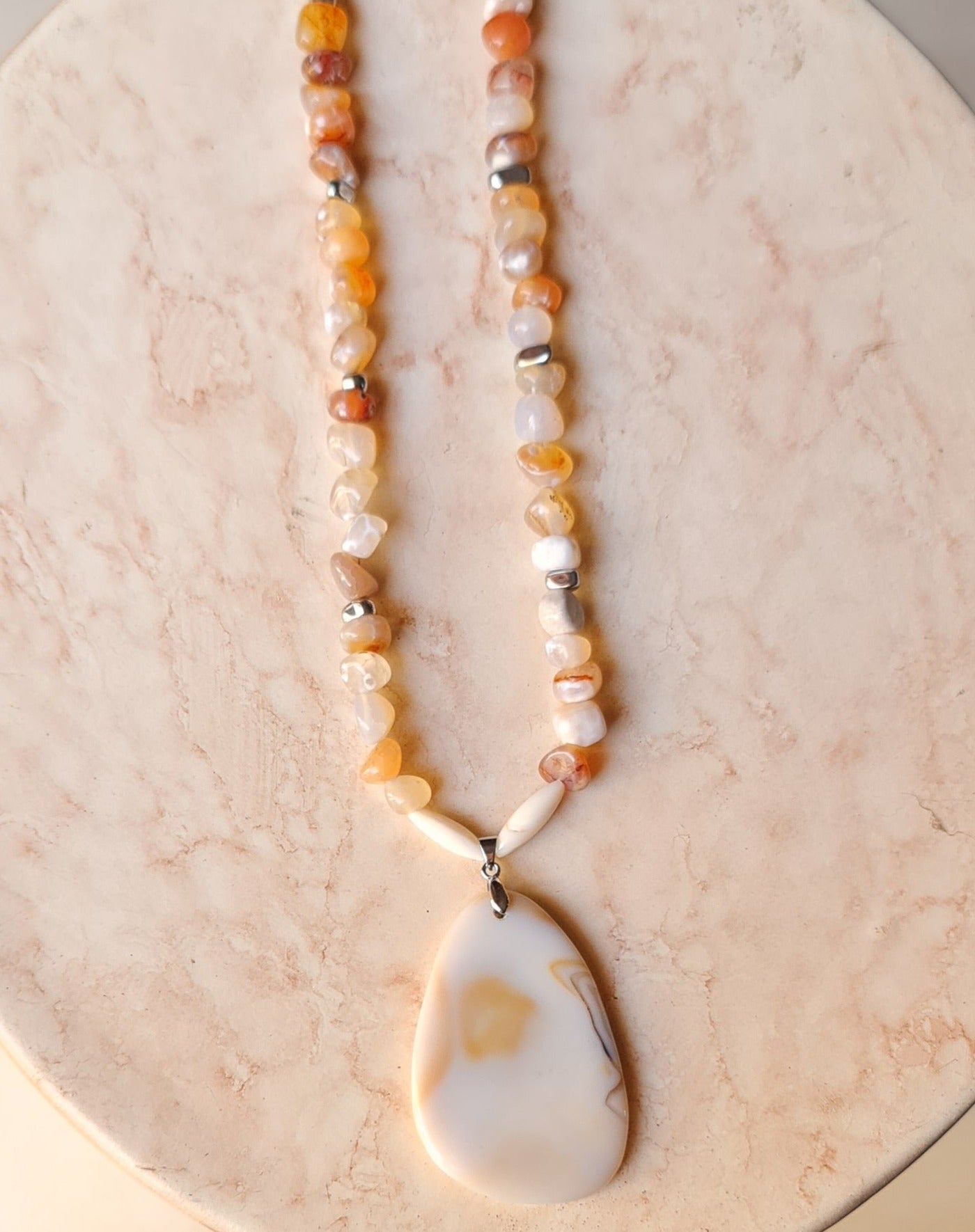 Agate & Natural Stone Pendant Necklace