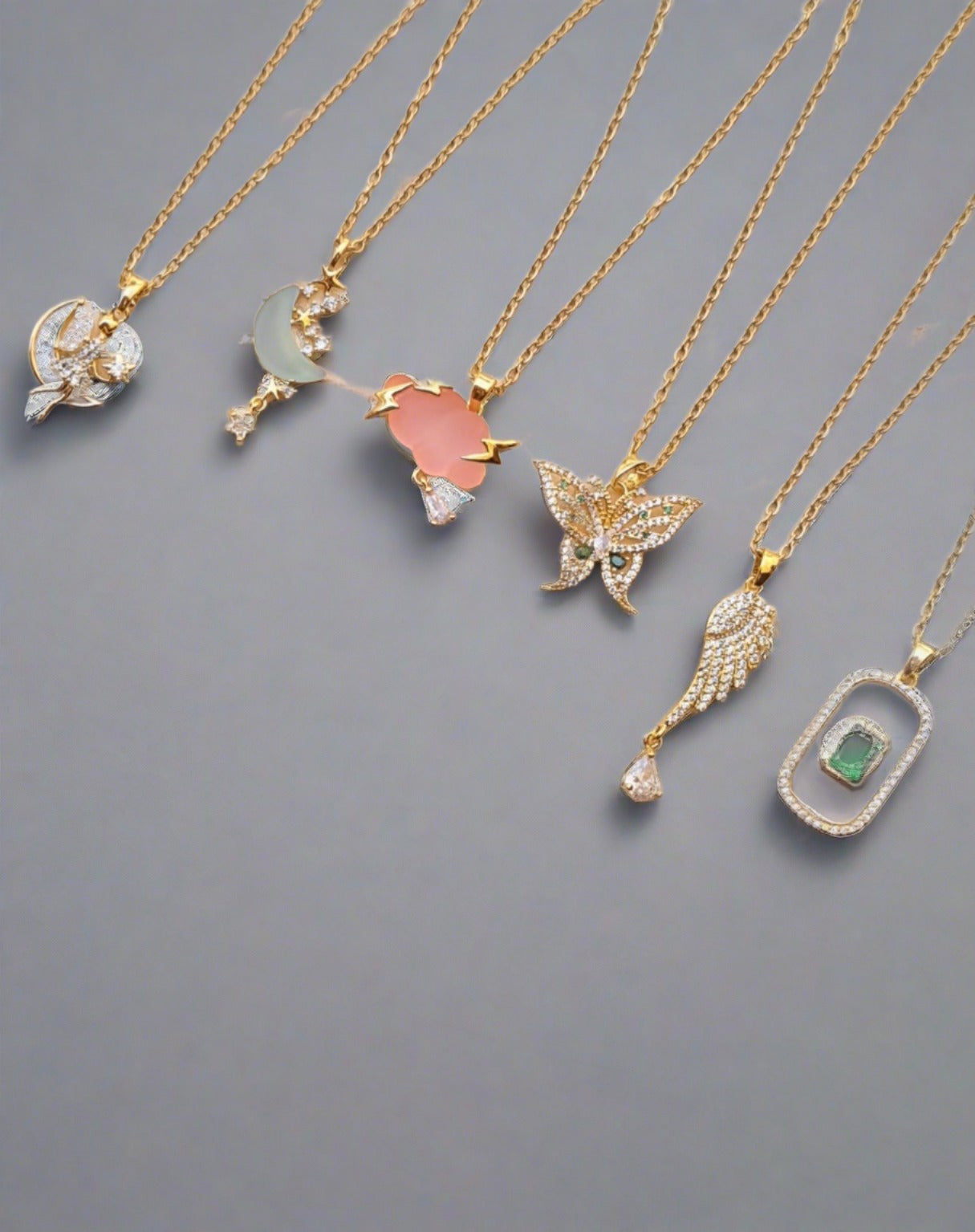 Stainless Steel Chains With Zircon Pendants