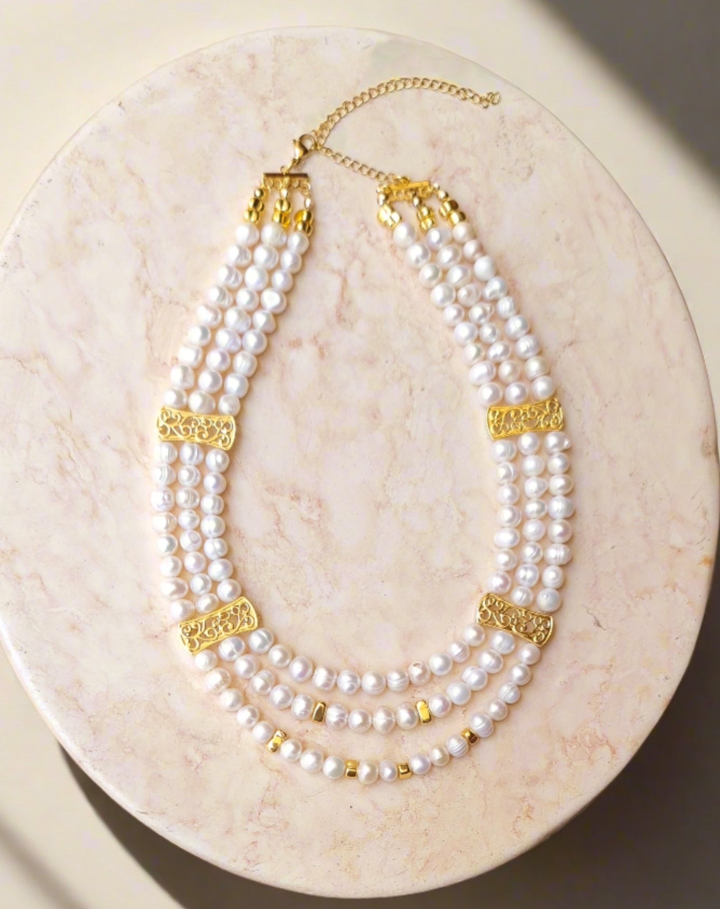 Three Layers Fresh Water Pearl Necklace