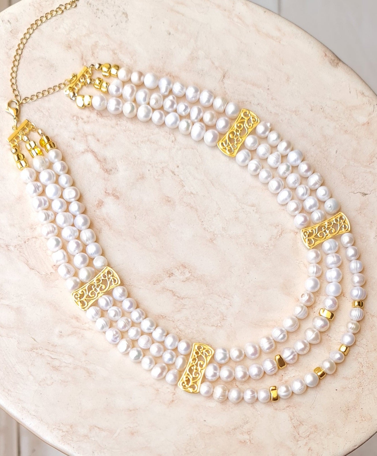 Three Layers Fresh Water Pearl Necklace