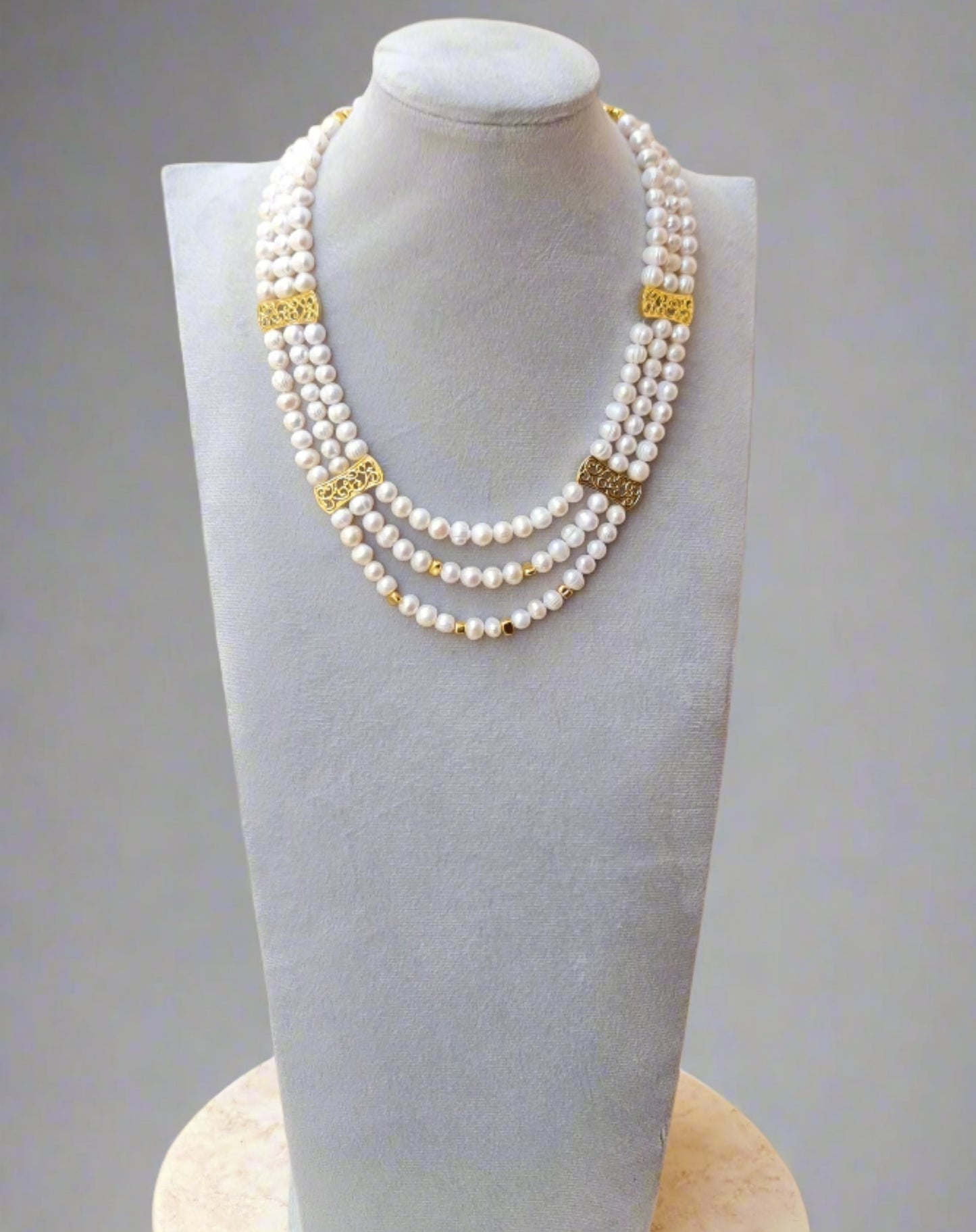 Three Layers Fresh Water Pearl Necklace