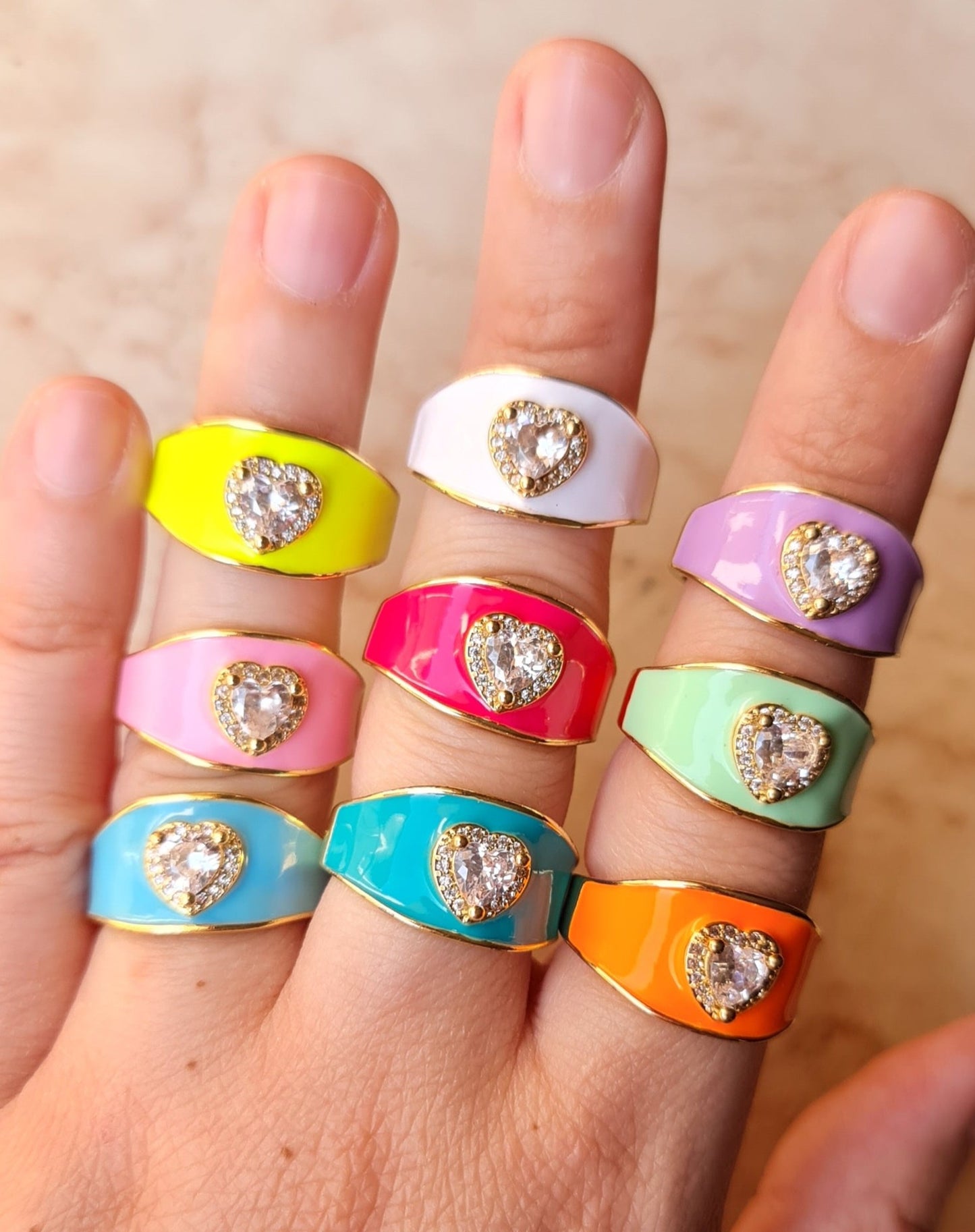 Coloured Enamel Rings