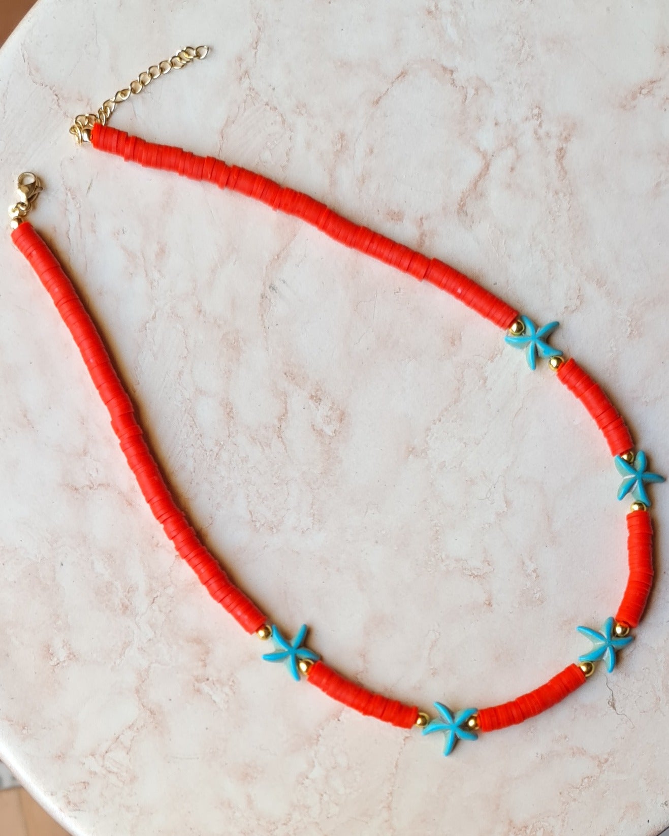 Red Clay Beads Trendy Choker Necklace