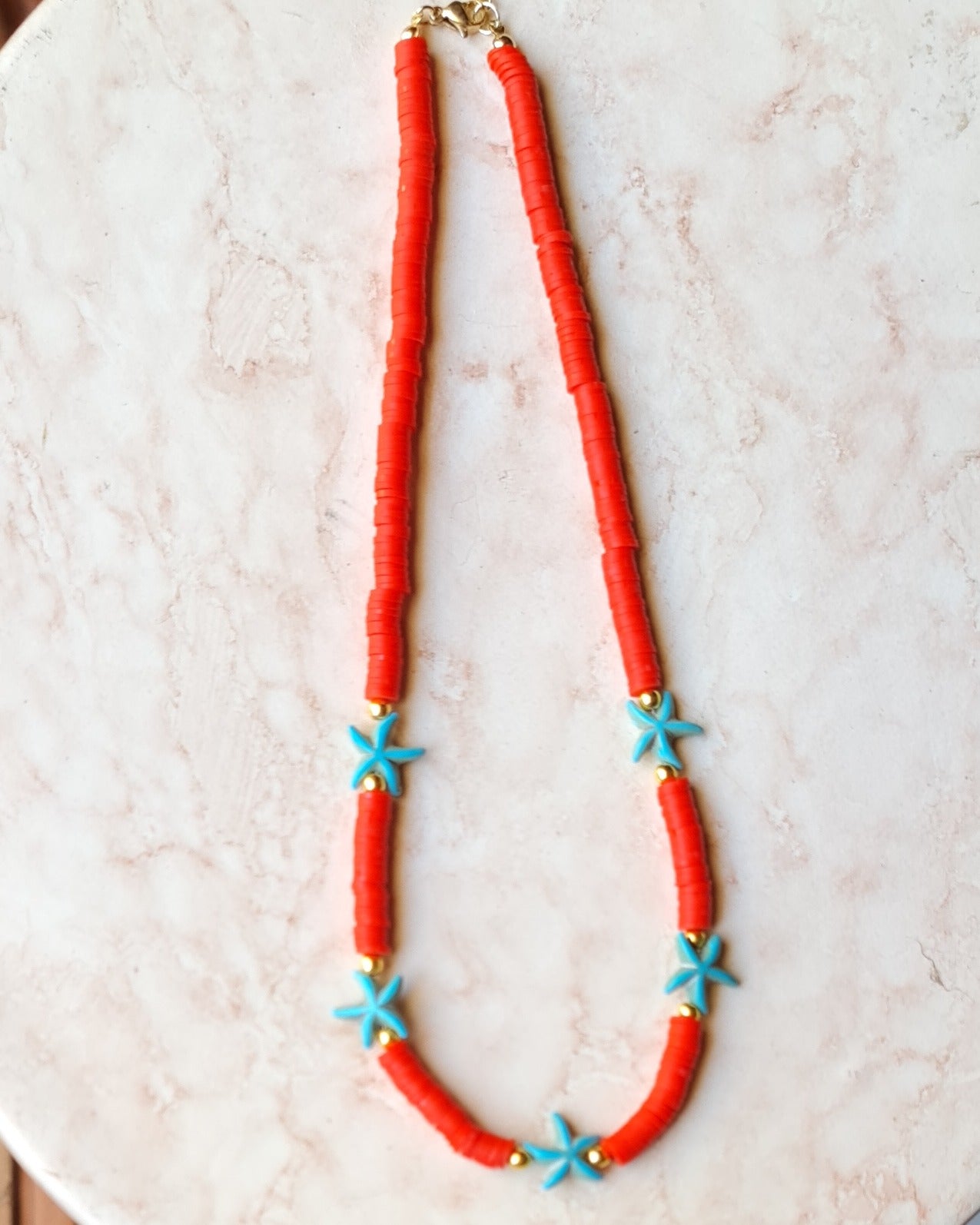 Red Clay Beads Trendy Choker Necklace