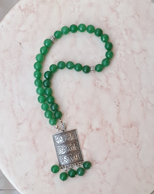 33 Beads Green Agate Sebha / Car Hanger / Bracelet