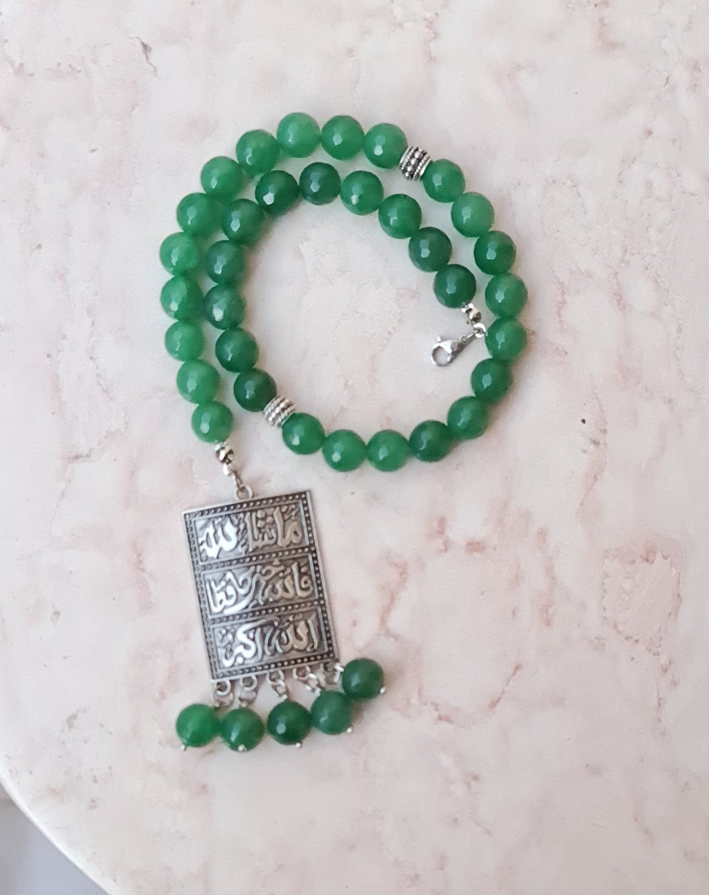 33 Beads Green Agate Sebha / Car Hanger / Bracelet