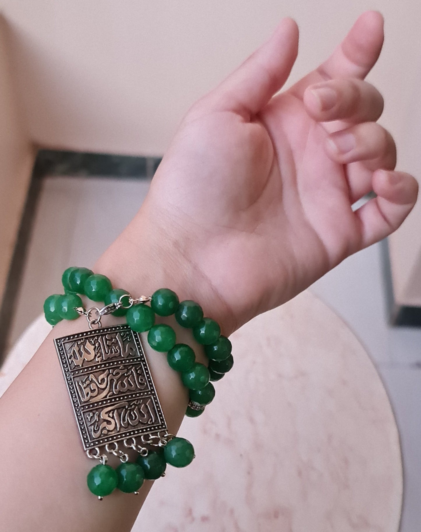 33 Beads Green Agate Sebha / Car Hanger / Bracelet