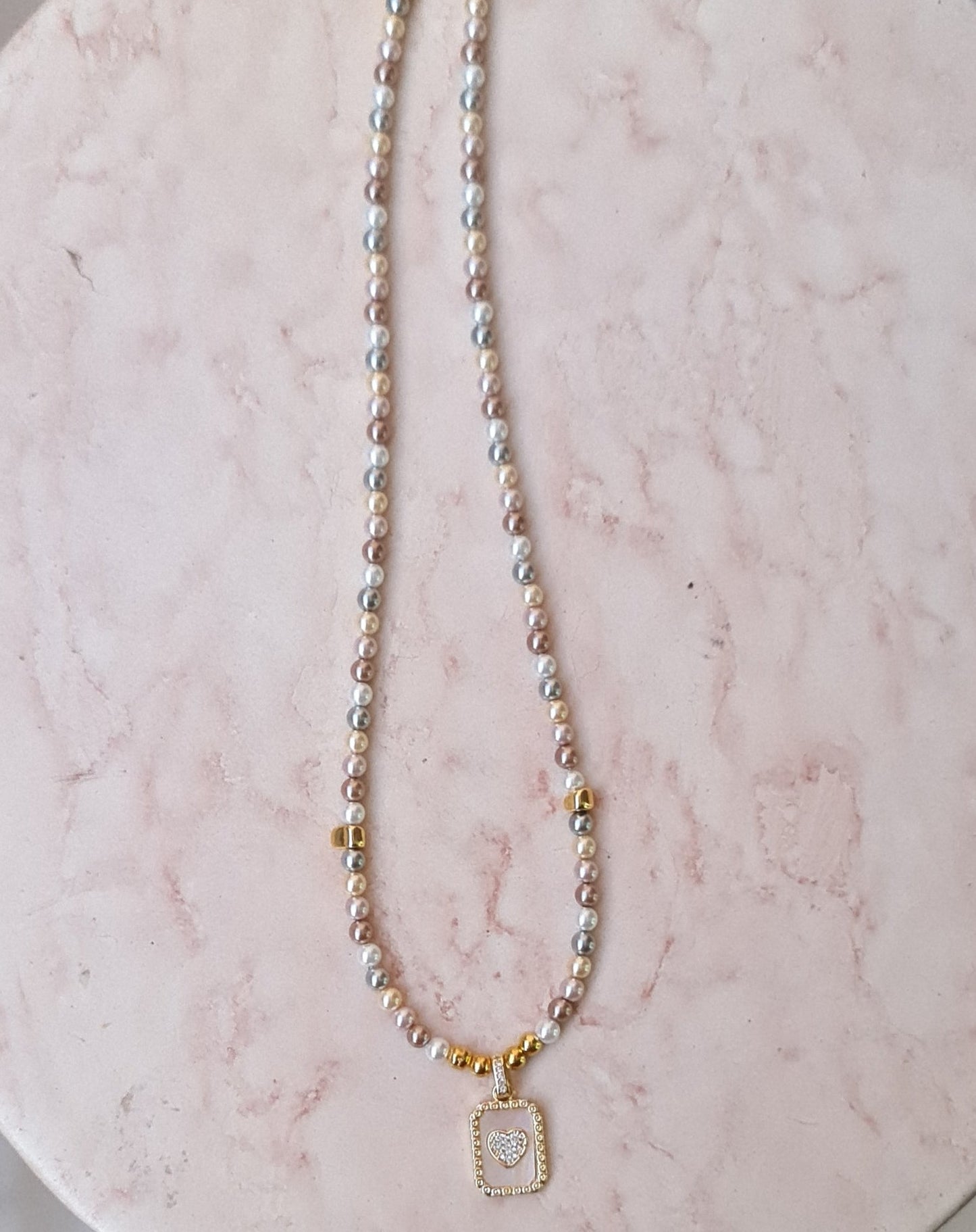 Colored Shell Pearls Necklace With Gold Plated Pendant