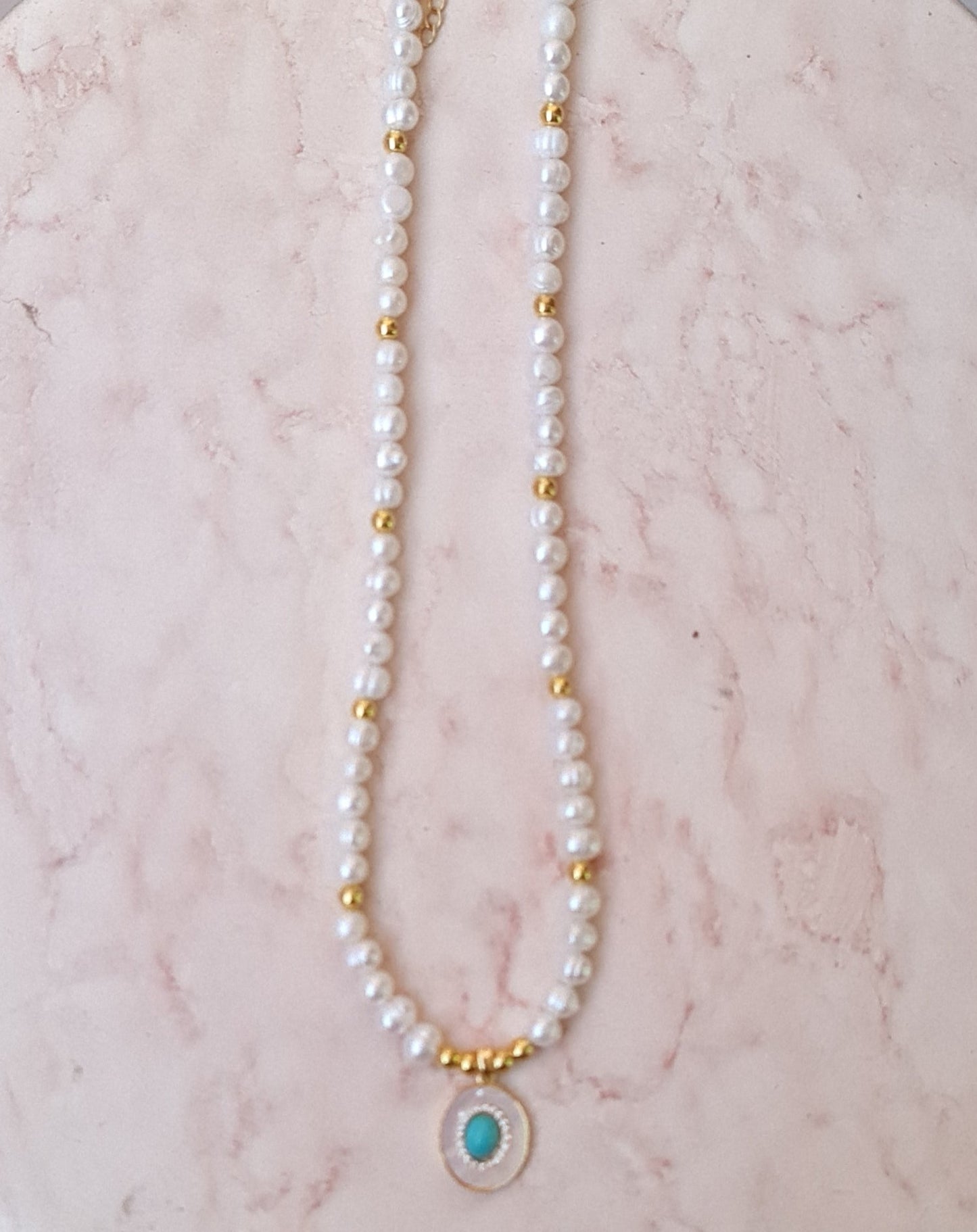 Fresh Water Pearls Necklace With Gold Plated Pendant