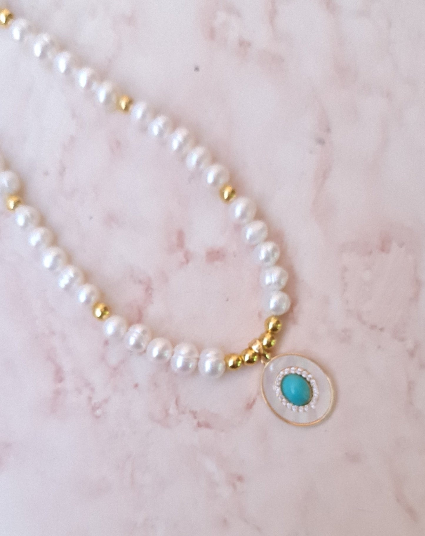 Fresh Water Pearls Necklace With Gold Plated Pendant