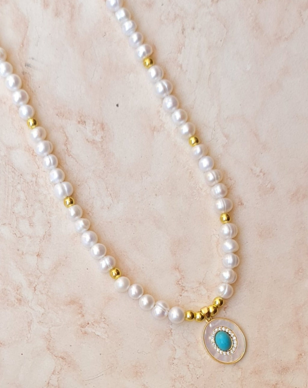 Fresh Water Pearls Necklace With Gold Plated Pendant