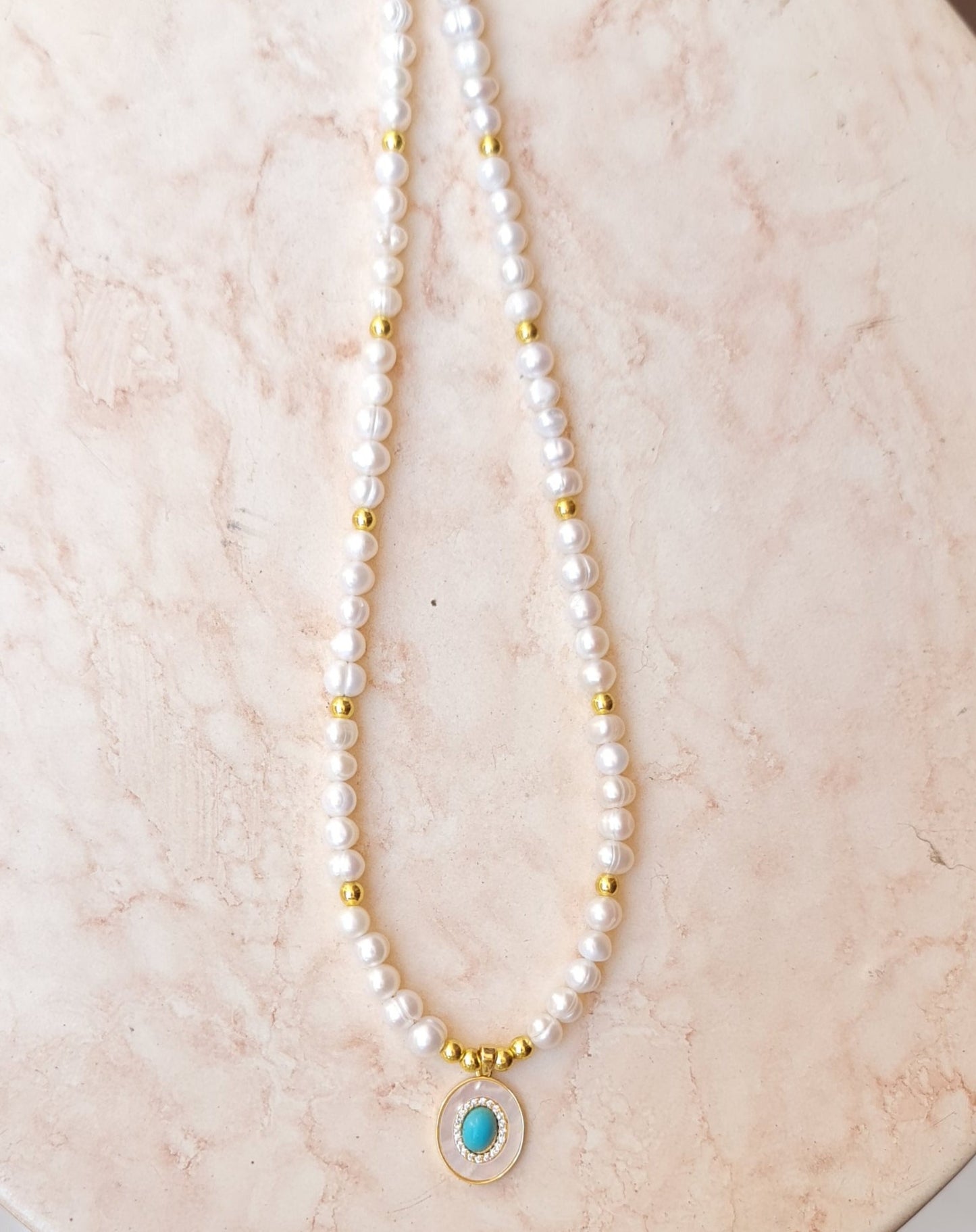 Fresh Water Pearls Necklace With Gold Plated Pendant