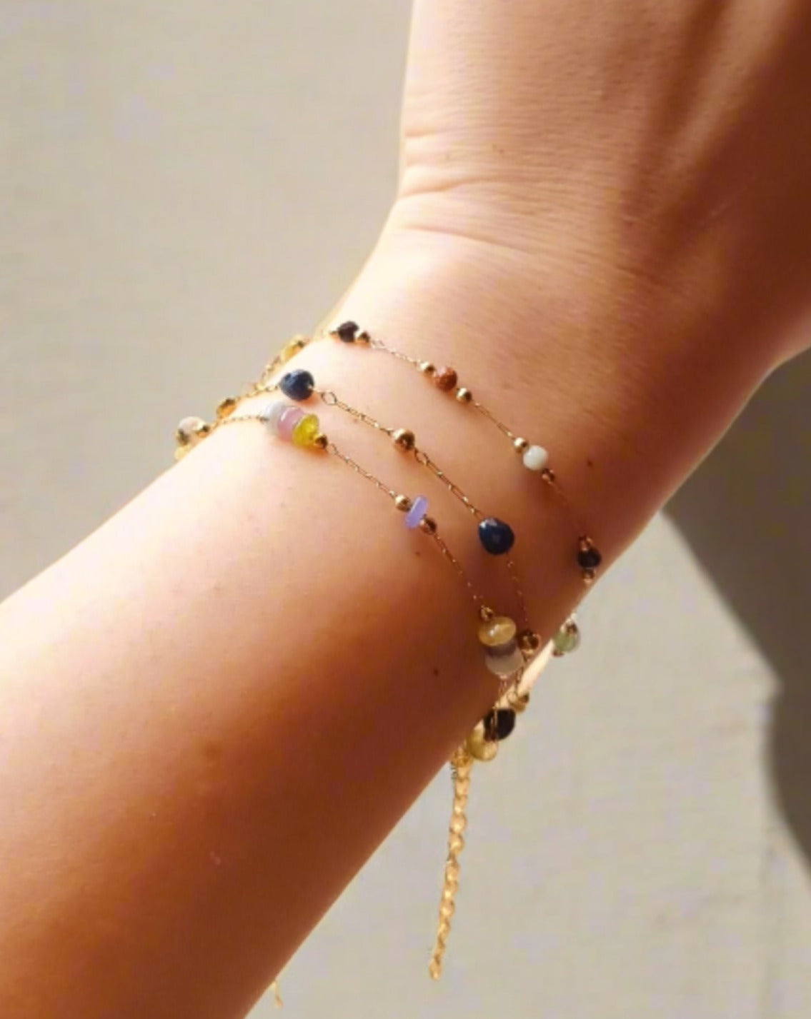 Stainless Steel Slim Bracelets / Anklets With Stones