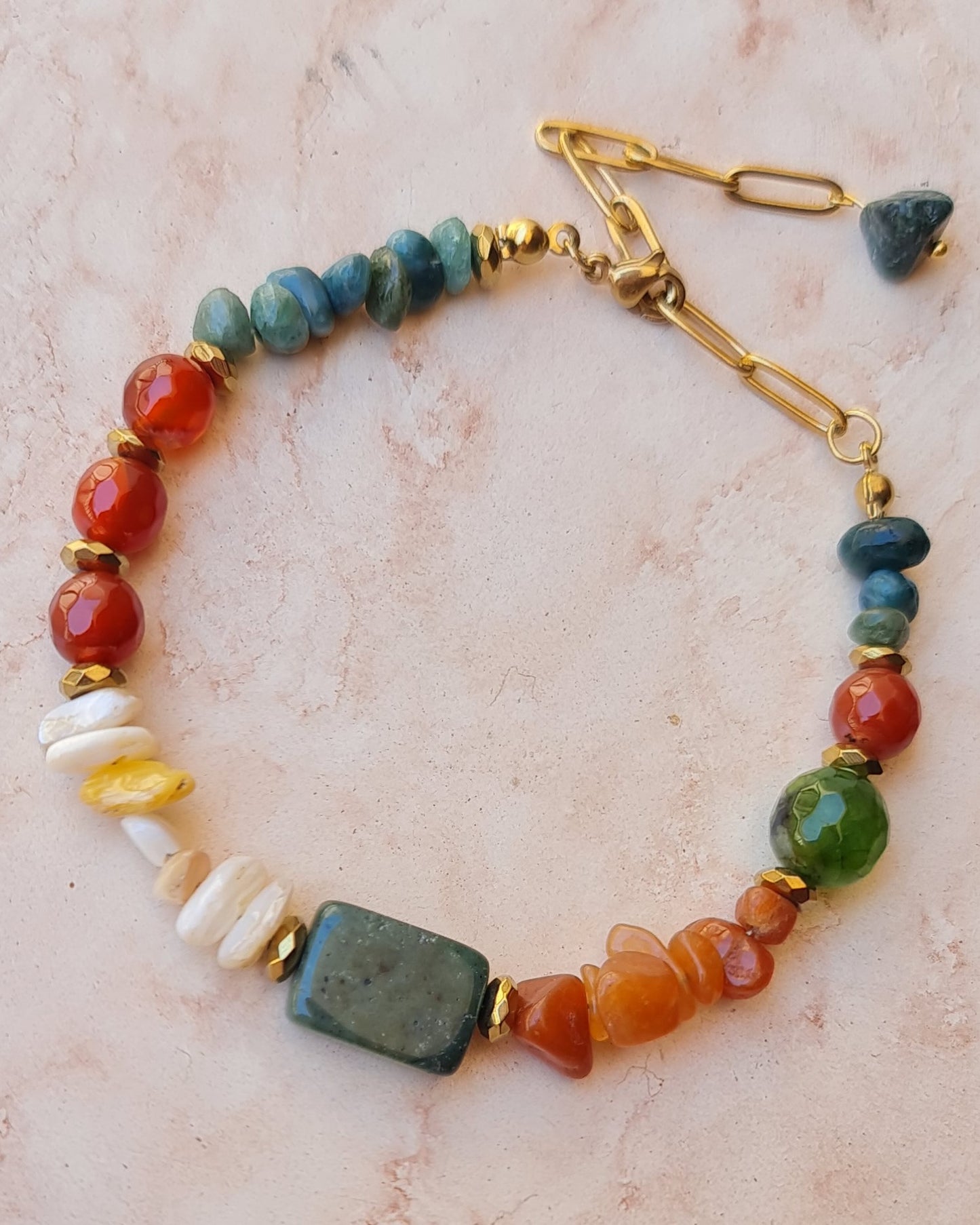 Agate & Stone Chips Necklace & Bracelet Set