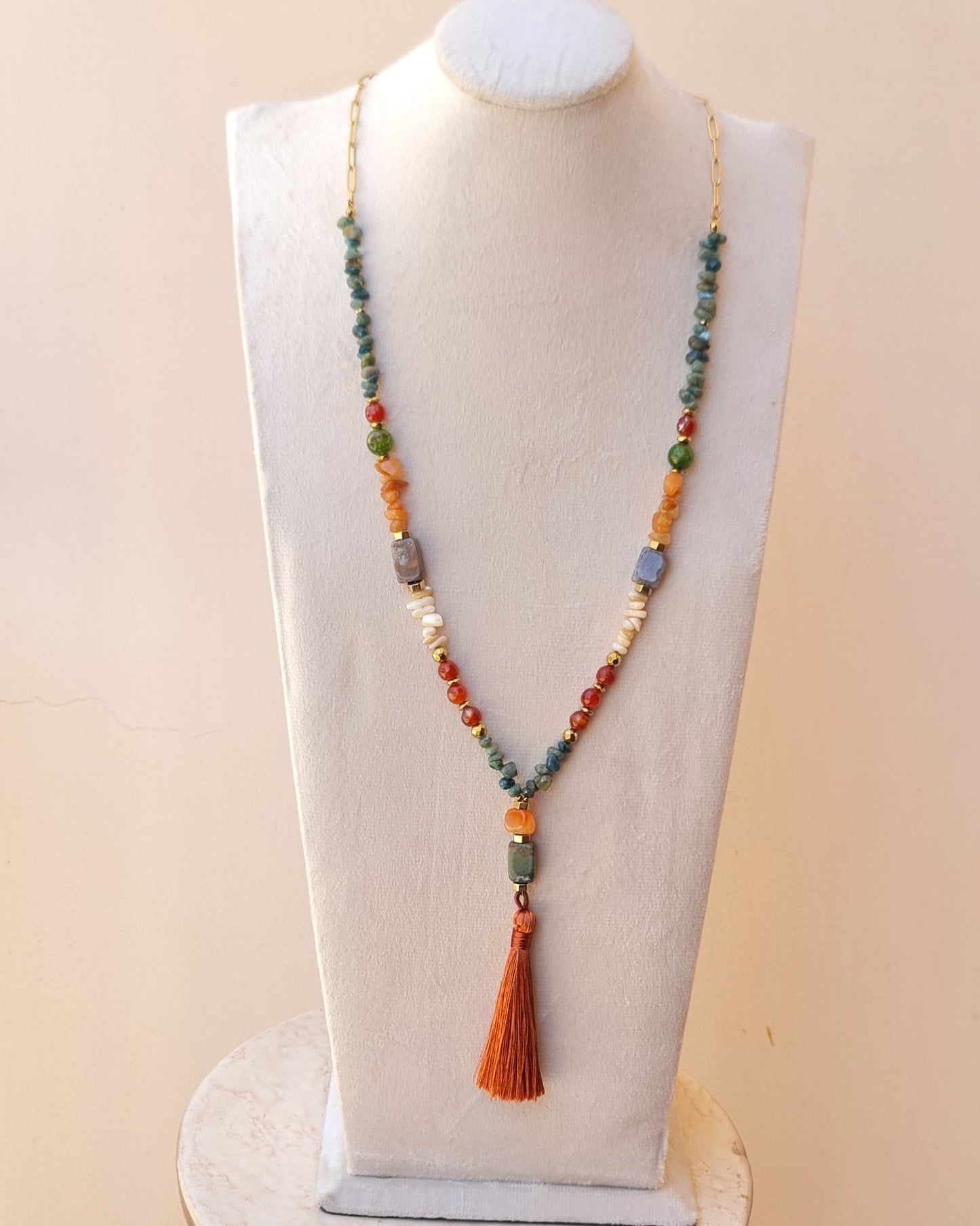 Agate & Stone Chips Necklace & Bracelet Set