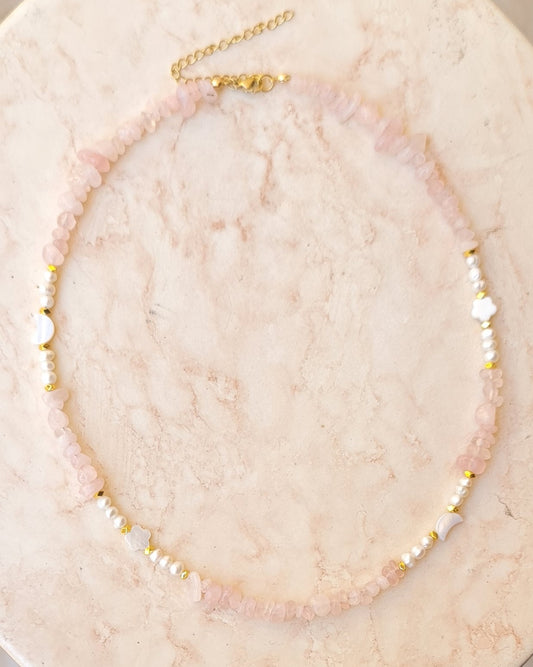 Pearls & Rose Quartz Necklace