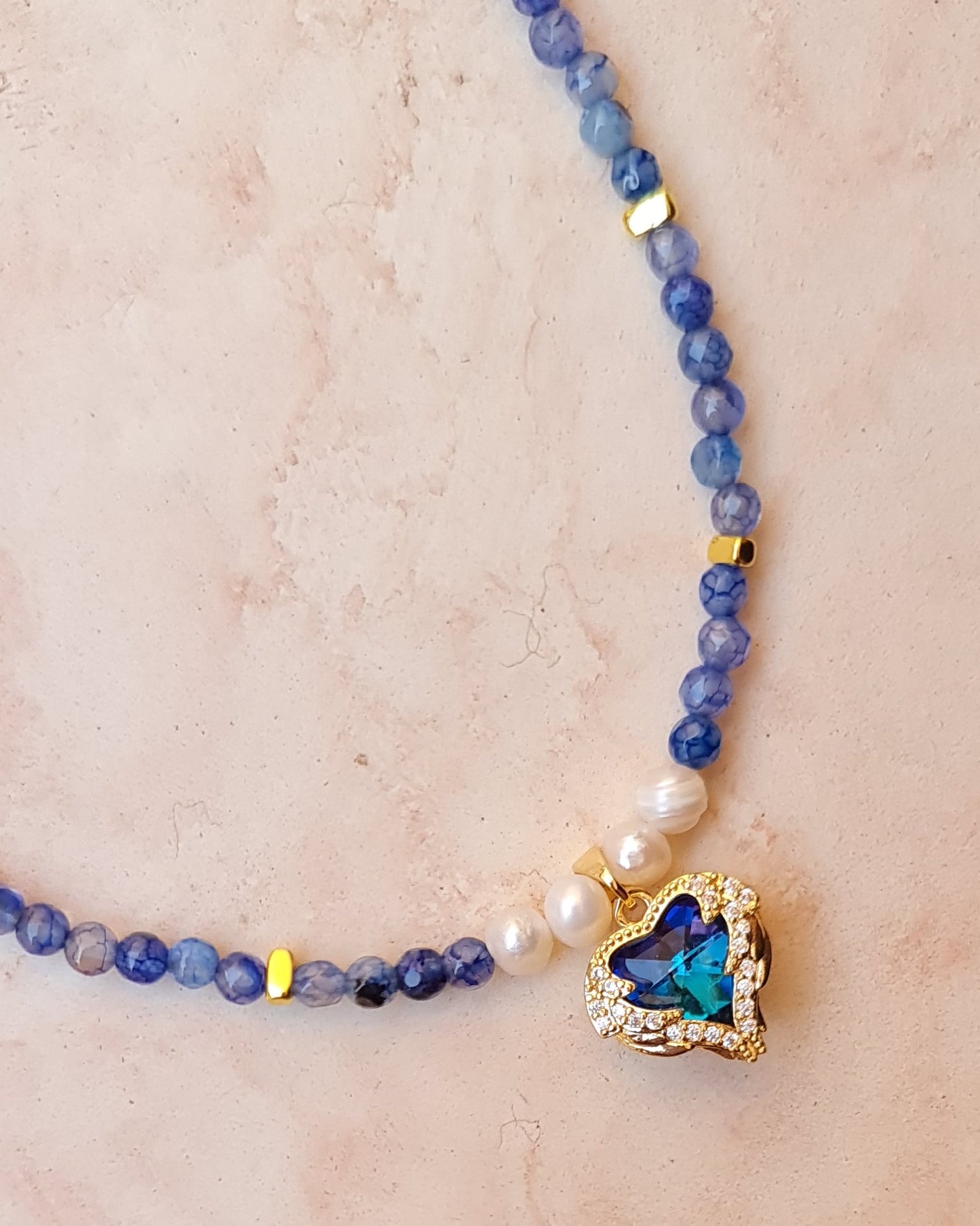 Agate Necklace With Gold Plated Pendant