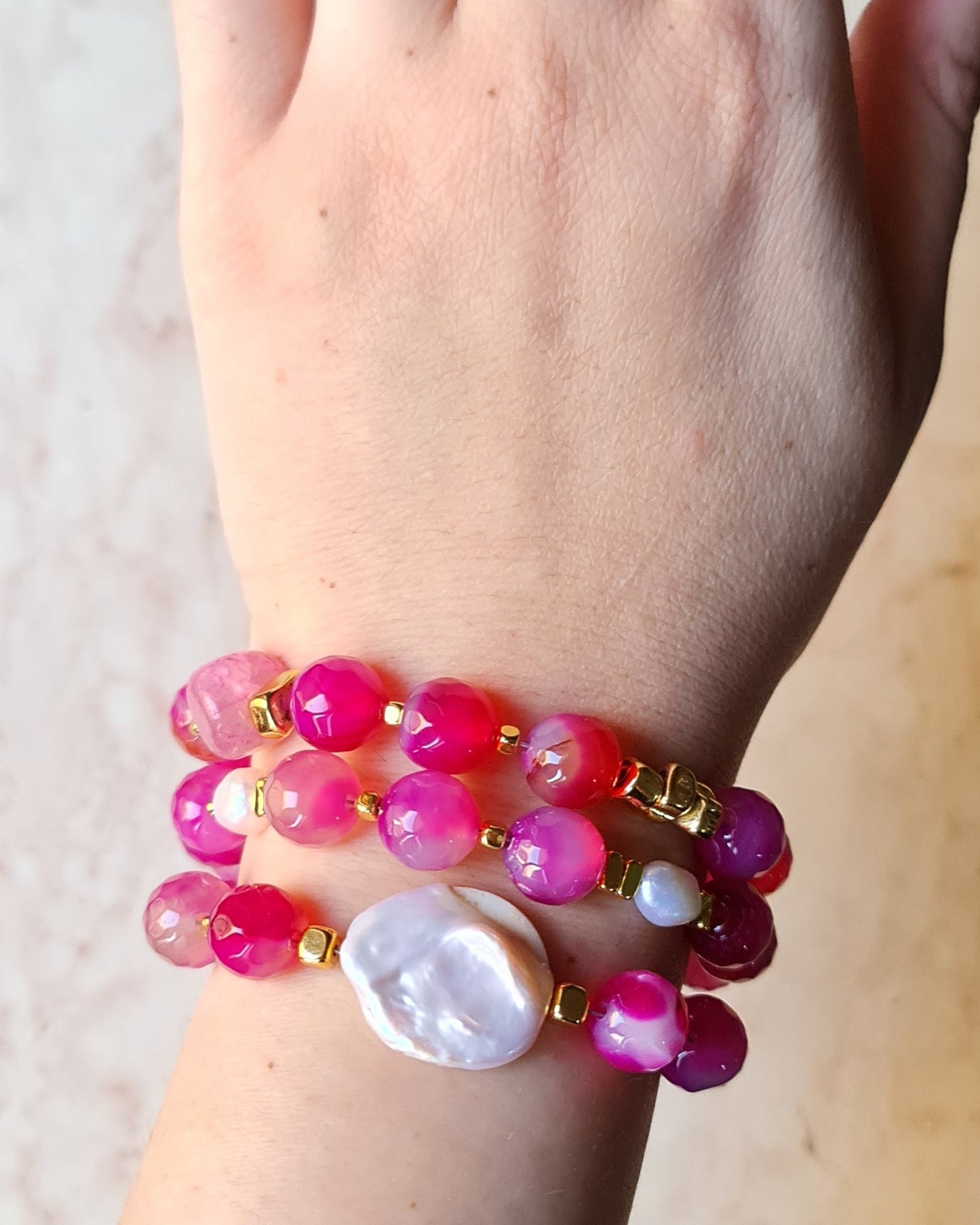 Three Layers Agate Bracelet