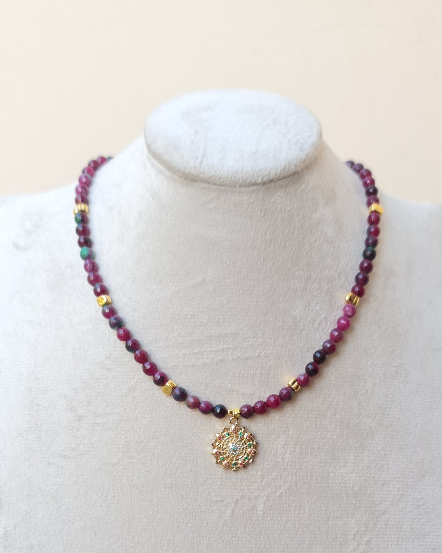 Agate Necklace With Gold Plated Pendant