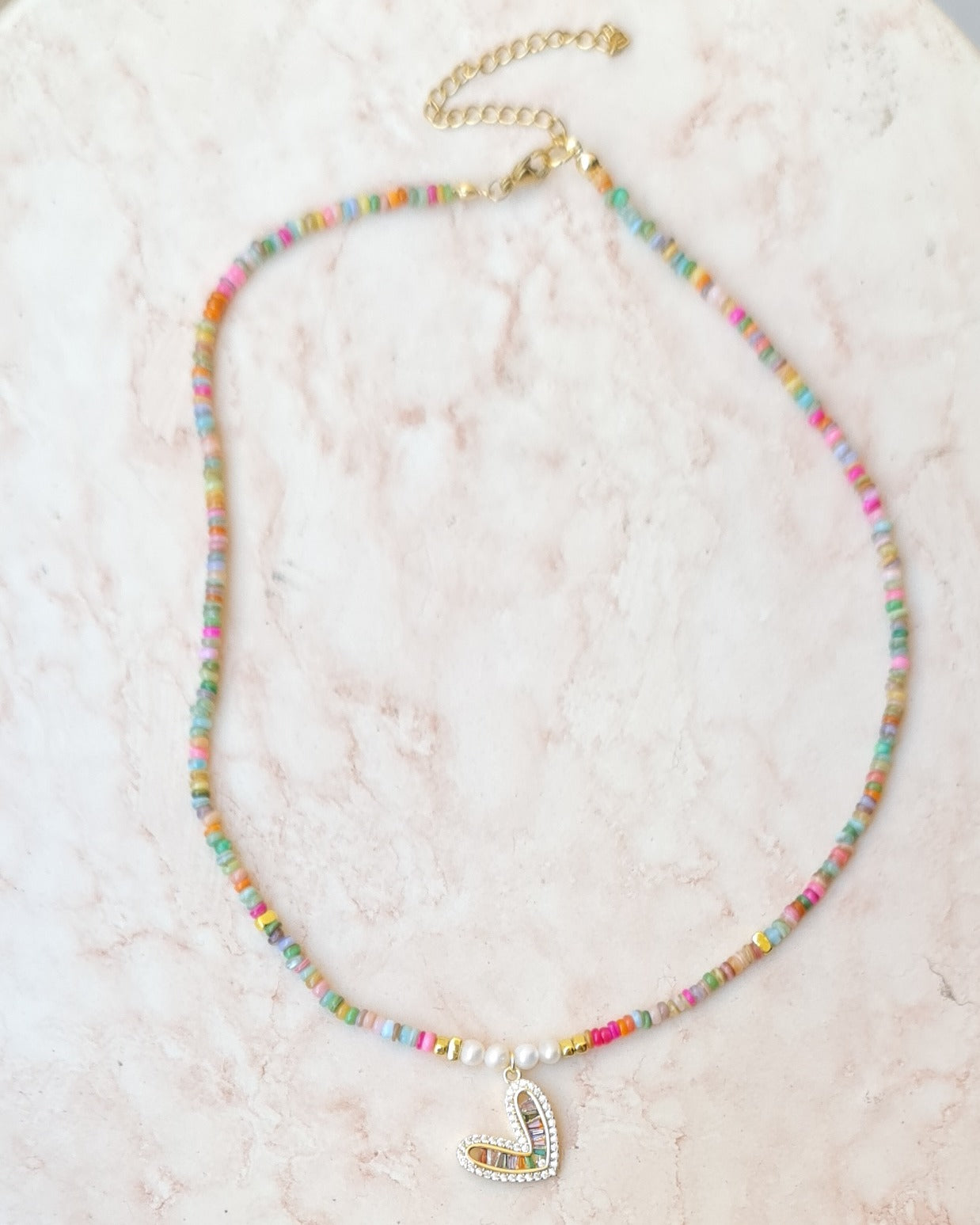 Colorful Mother Of Pearl Beads Necklace