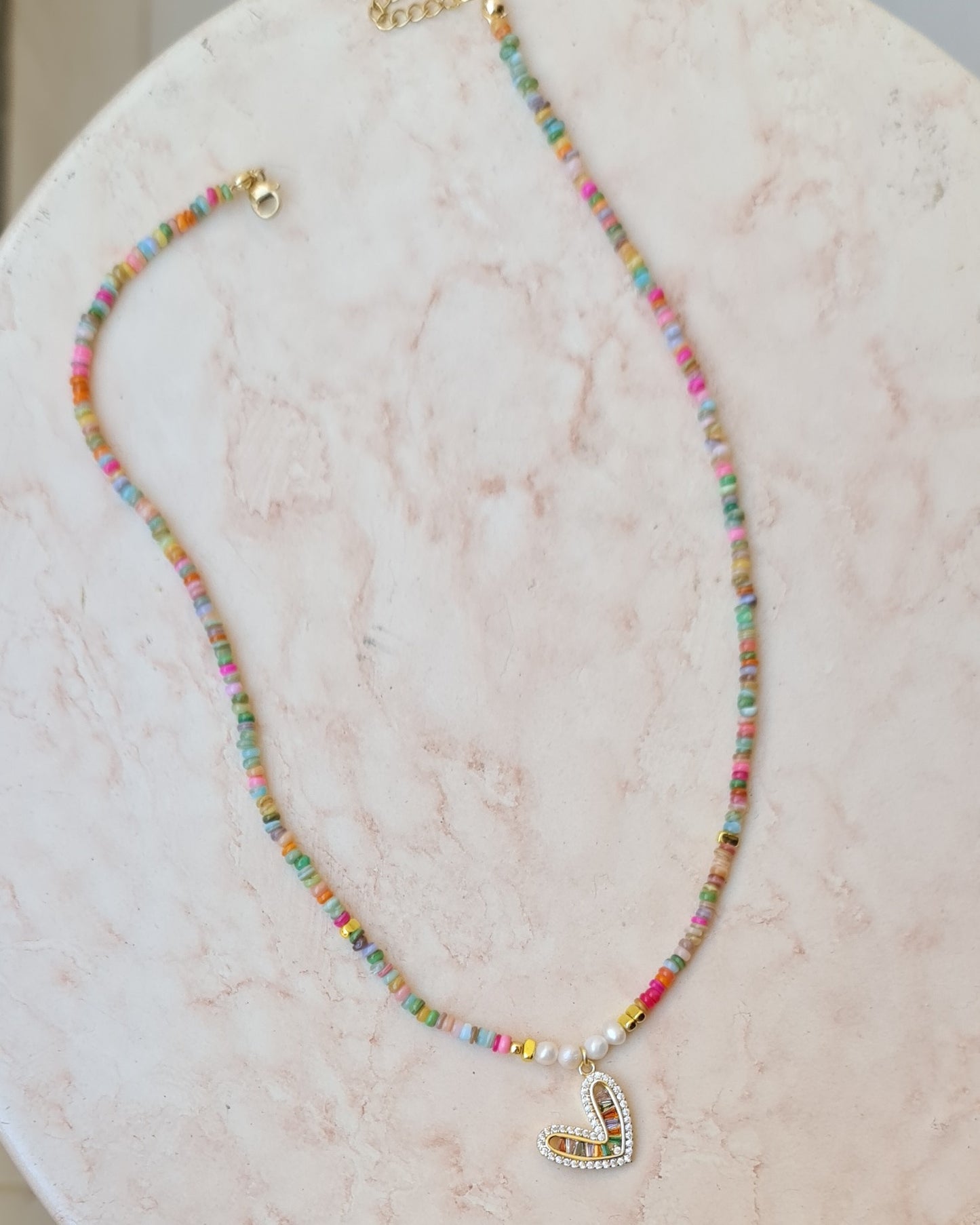 Colorful Mother Of Pearl Beads Necklace