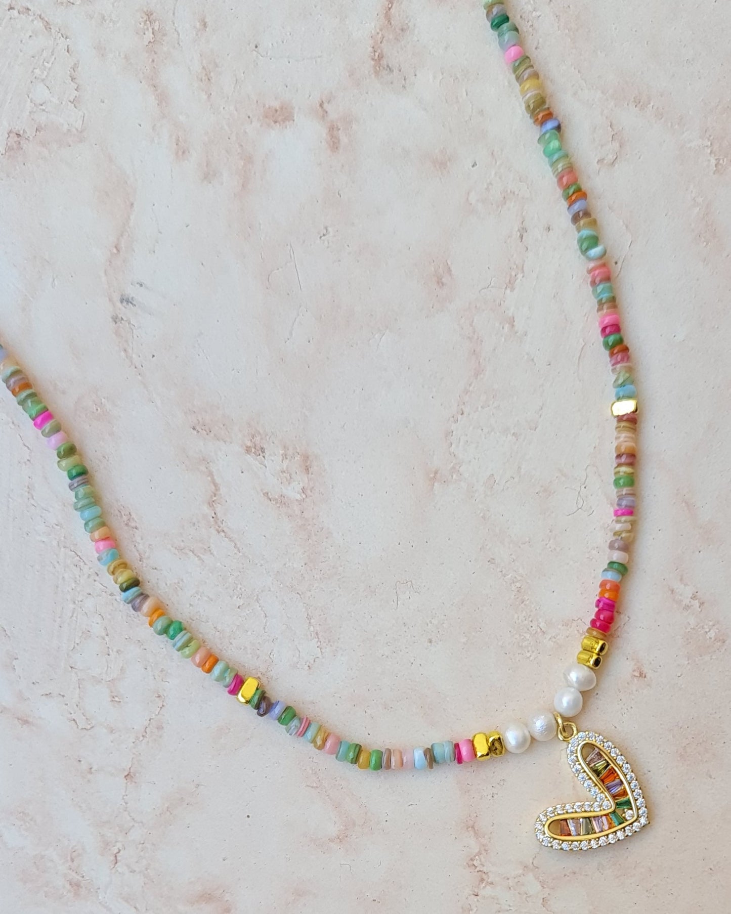 Colorful Mother Of Pearl Beads Necklace