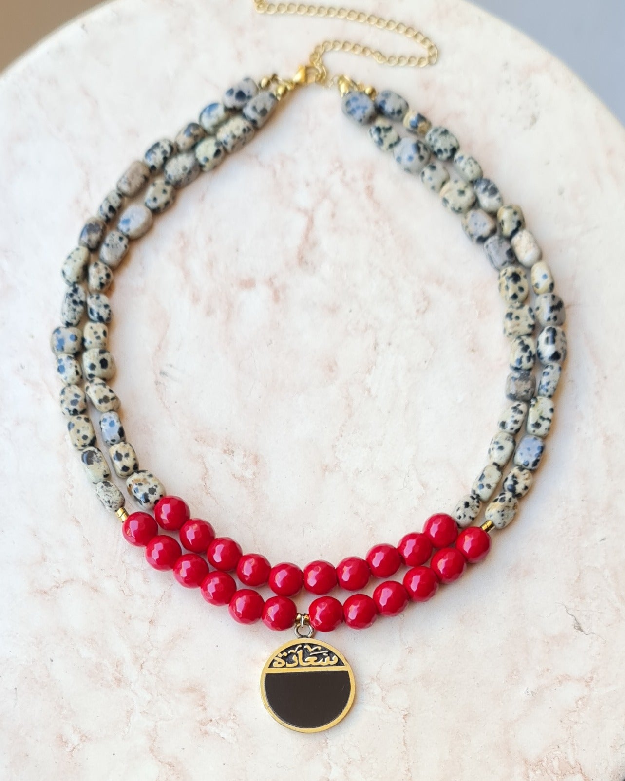 Dalmatian Jasper & Red Agate Two Layers Necklace