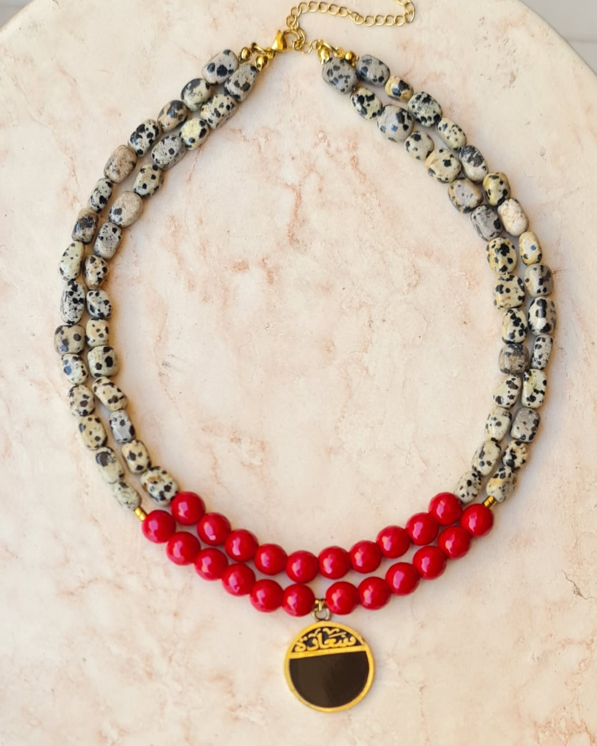 Dalmatian Jasper & Red Agate Two Layers Necklace