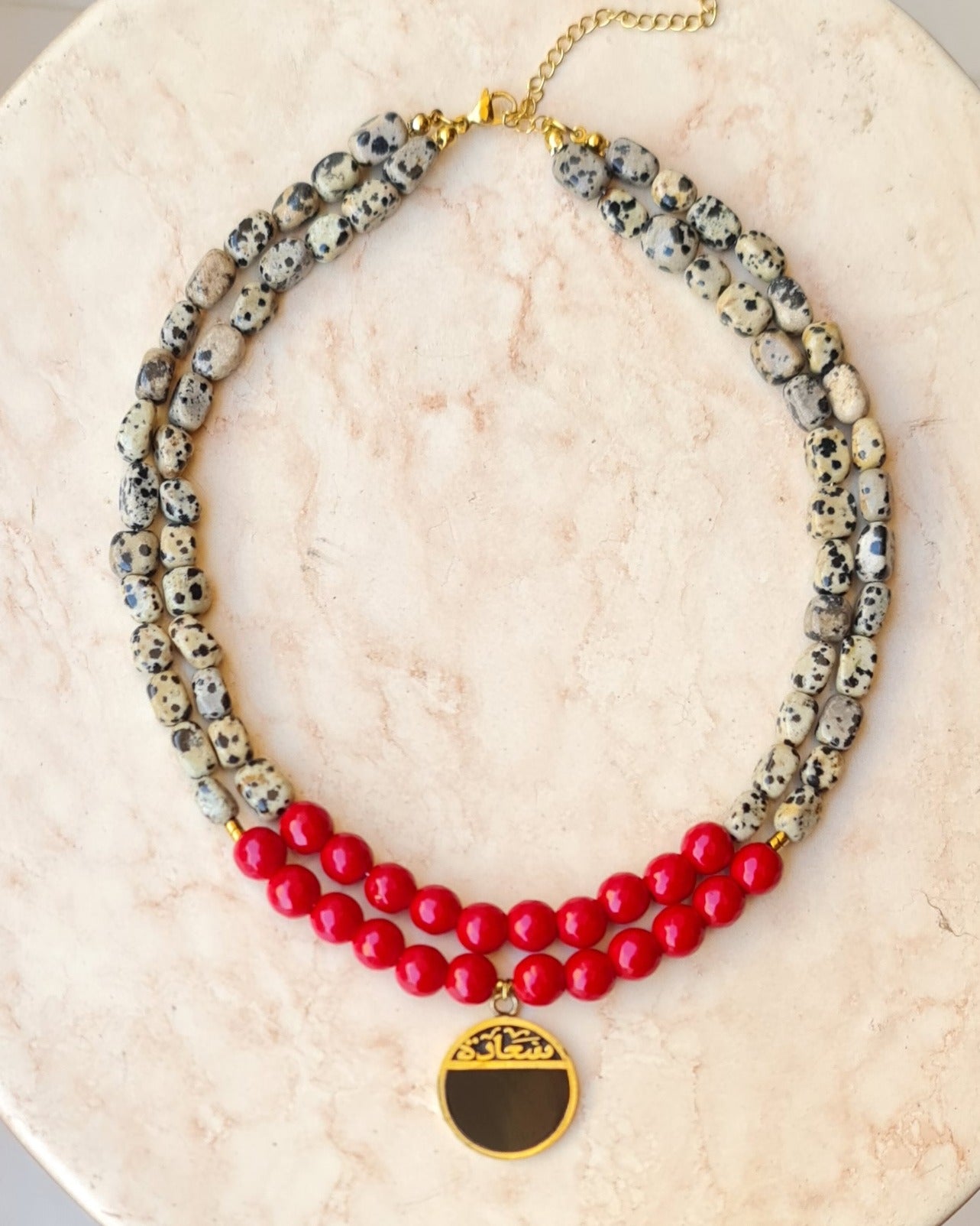 Dalmatian Jasper & Red Agate Two Layers Necklace