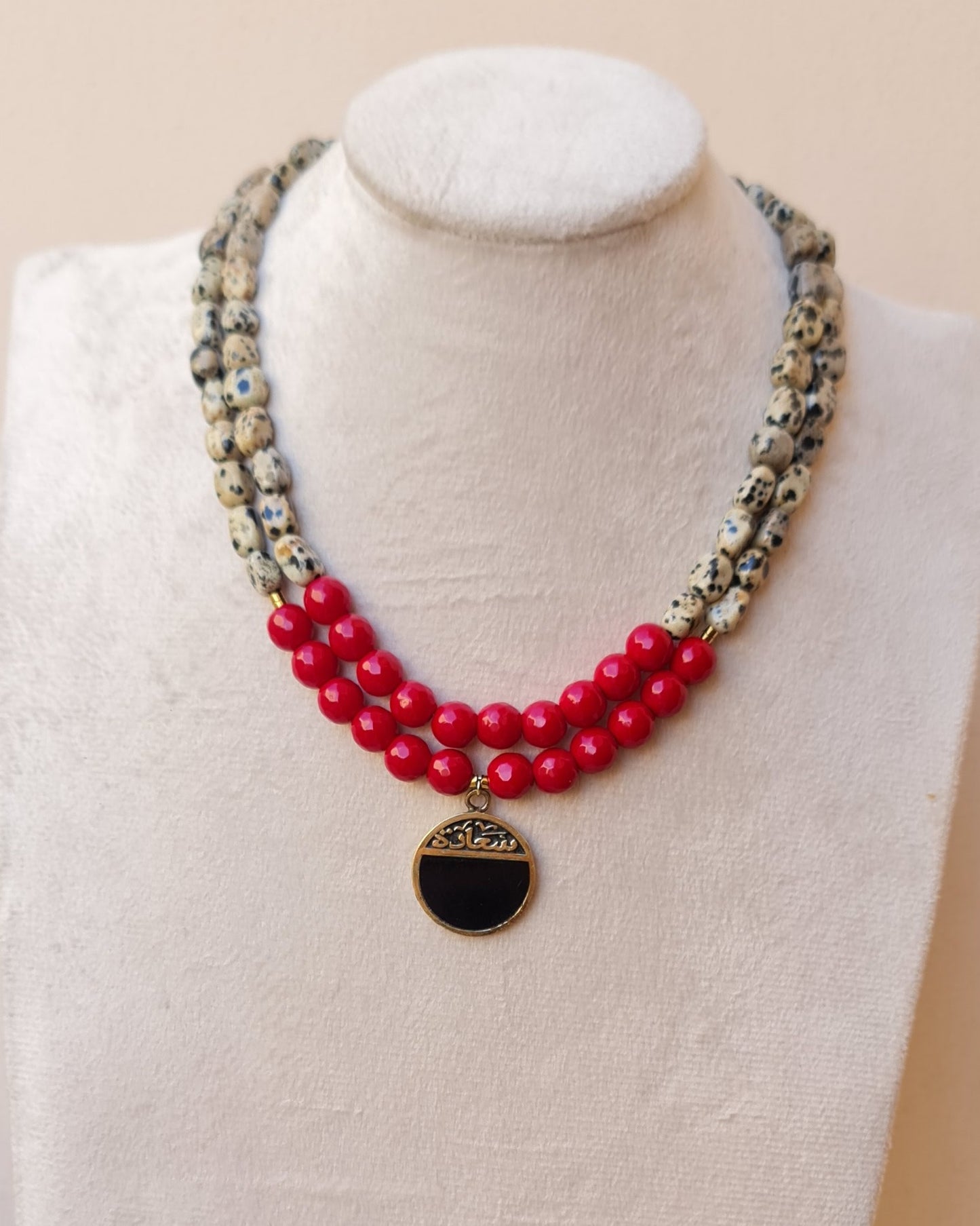 Dalmatian Jasper & Red Agate Two Layers Necklace