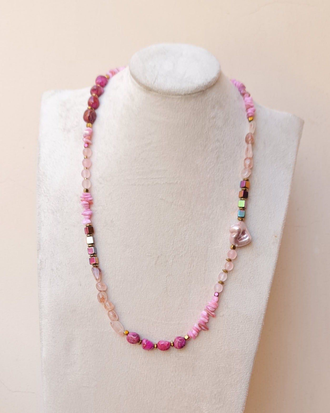 Stones & Hematite Colorful Long Necklace