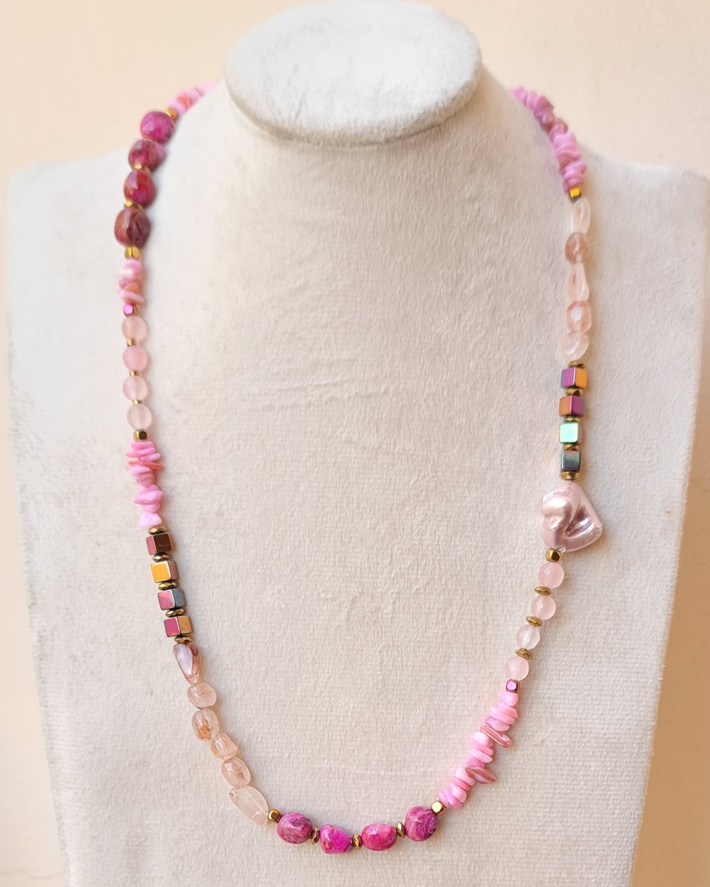 Stones & Hematite Colorful Long Necklace