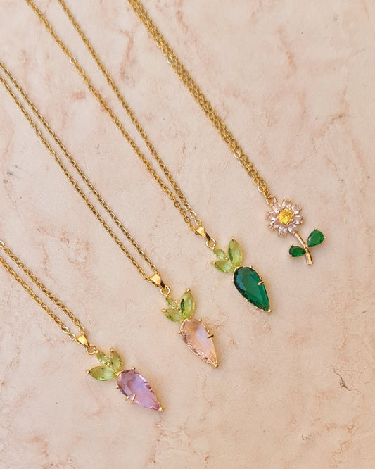 Stainless Steel Chains With Zircon Pendants