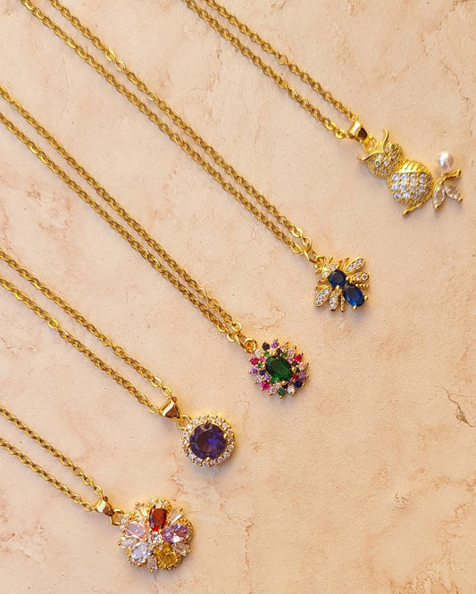 Stainless Steel Chains With Zircon Pendants